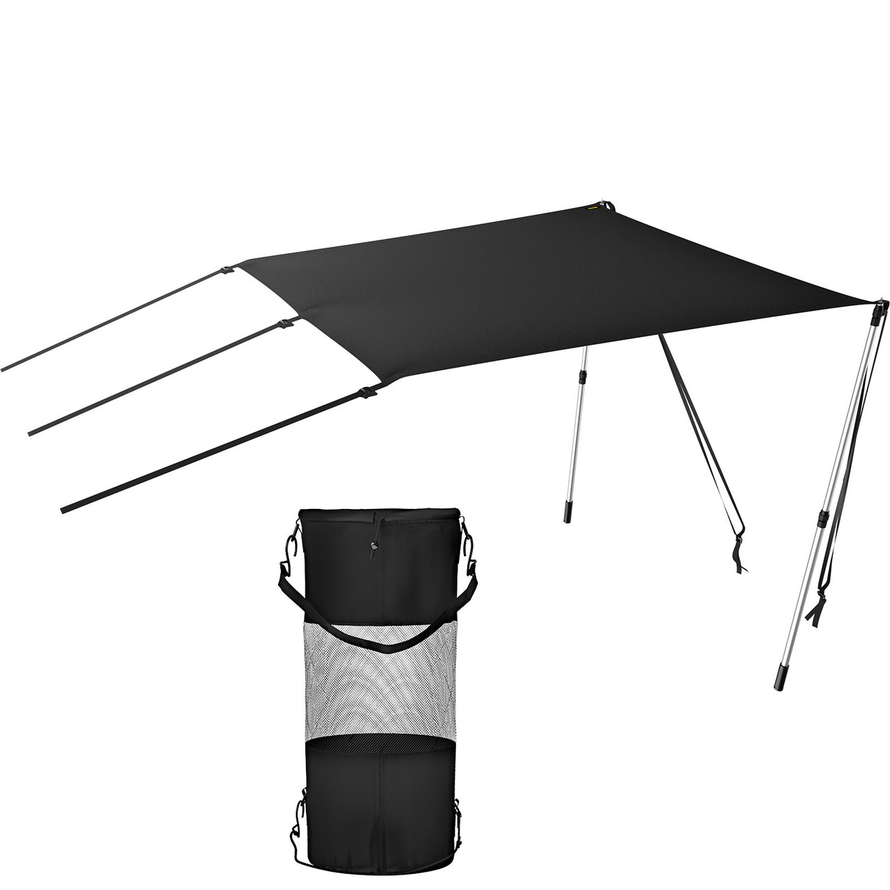 T-Top Sun Shade Kit 6' x 5', UV-Proof 600D Polyester T-top Extension Kit with Rustproof Steel Telescopic Poles, Waterproof T-Top Shade Kit, Easy to Assemble for T-Tops ? Bimini Top