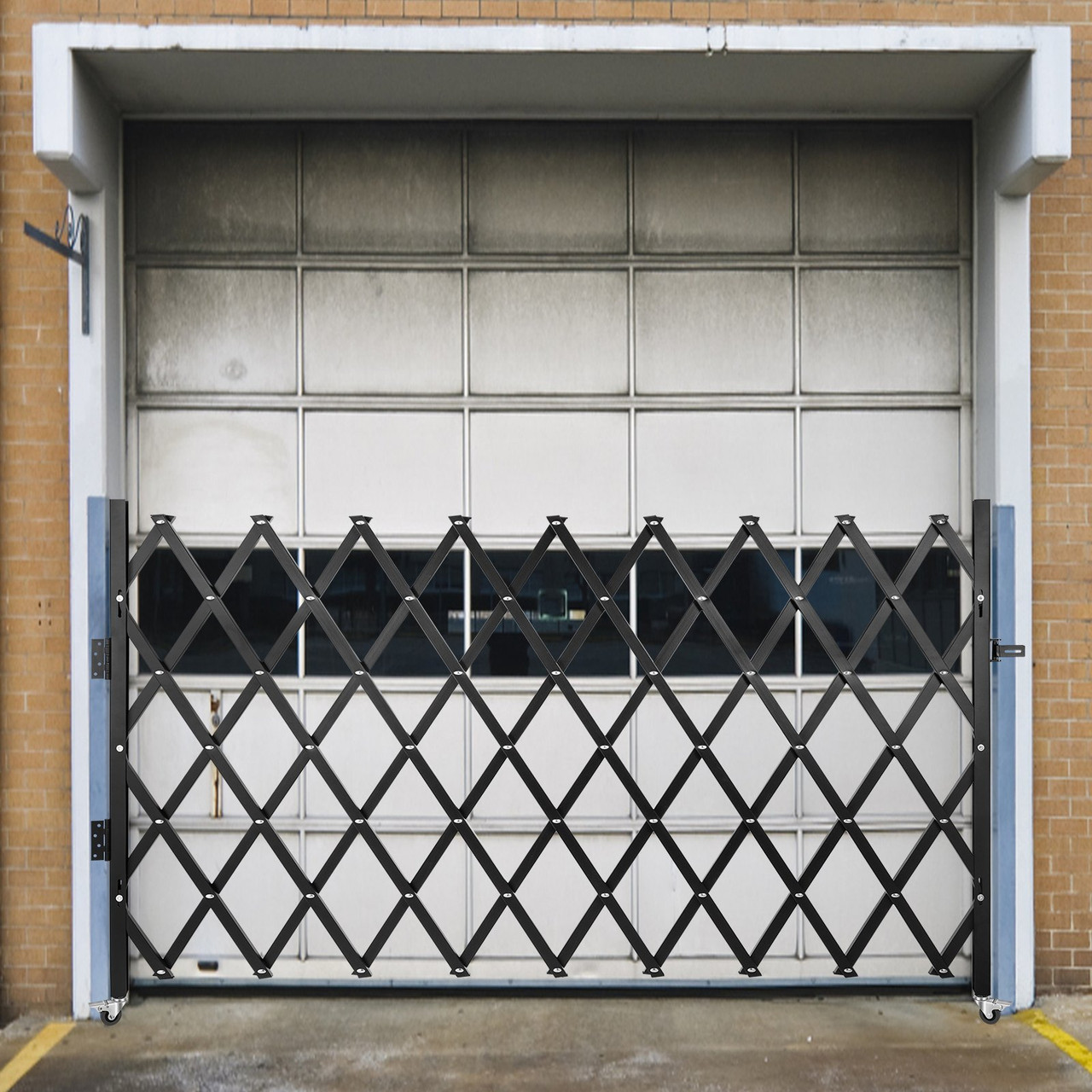 Single Folding Security Gate, 48" H x 71" W Folding Door Gate, Steel Accordion Security Gate, Flexible Expanding Security Gate, 360° Rolling Barricade Gate, Scissor Gate or Door with Padlock