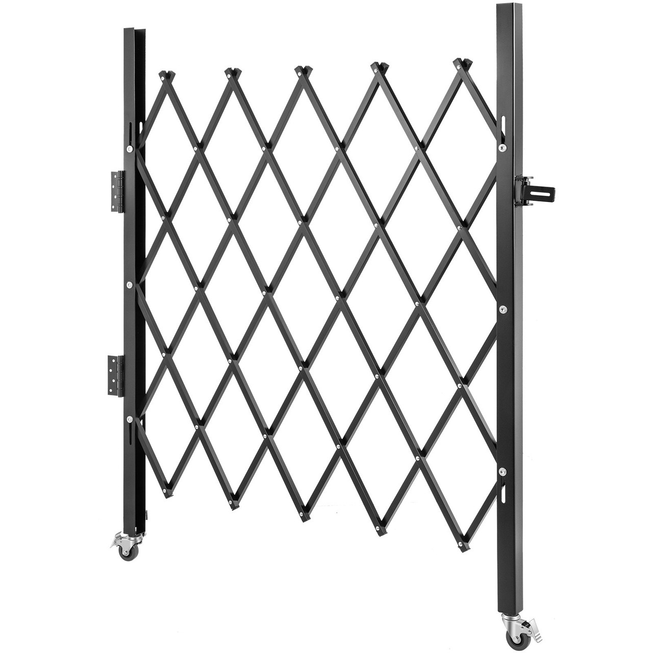 Single Folding Security Gate, 5' H x 5-1/2' W Folding Door Gate, Steel Accordion Security Gate, Flexible Expanding Security Gate, 360ø Rolling Barricade Gate, Scissor Gate/Door with Padlock