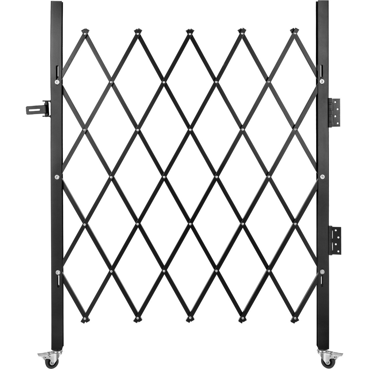 Single Folding Security Gate, 5' H x 5-1/2' W Folding Door Gate, Steel Accordion Security Gate, Flexible Expanding Security Gate, 360ø Rolling Barricade Gate, Scissor Gate/Door with Padlock