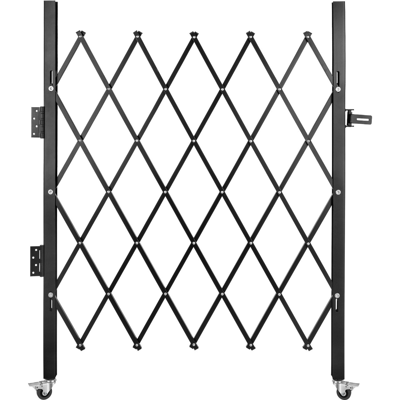 Single Folding Security Gate, 5' H x 5-1/2' W Folding Door Gate, Steel Accordion Security Gate, Flexible Expanding Security Gate, 360° Rolling Barricade Gate, Scissor Gate/Door with Padlock