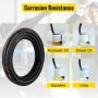 Hydraulic Hose 3/8 inch x 100 ft, Coiled Hydraulic Hose 4800 PSI, Rubber Hydraulic Hose with 2 High-Tensile Steel Wire Braid, Bulk Hydraulic Hose -20°C to 140°C, Hydraulic Oil Flexible Hose