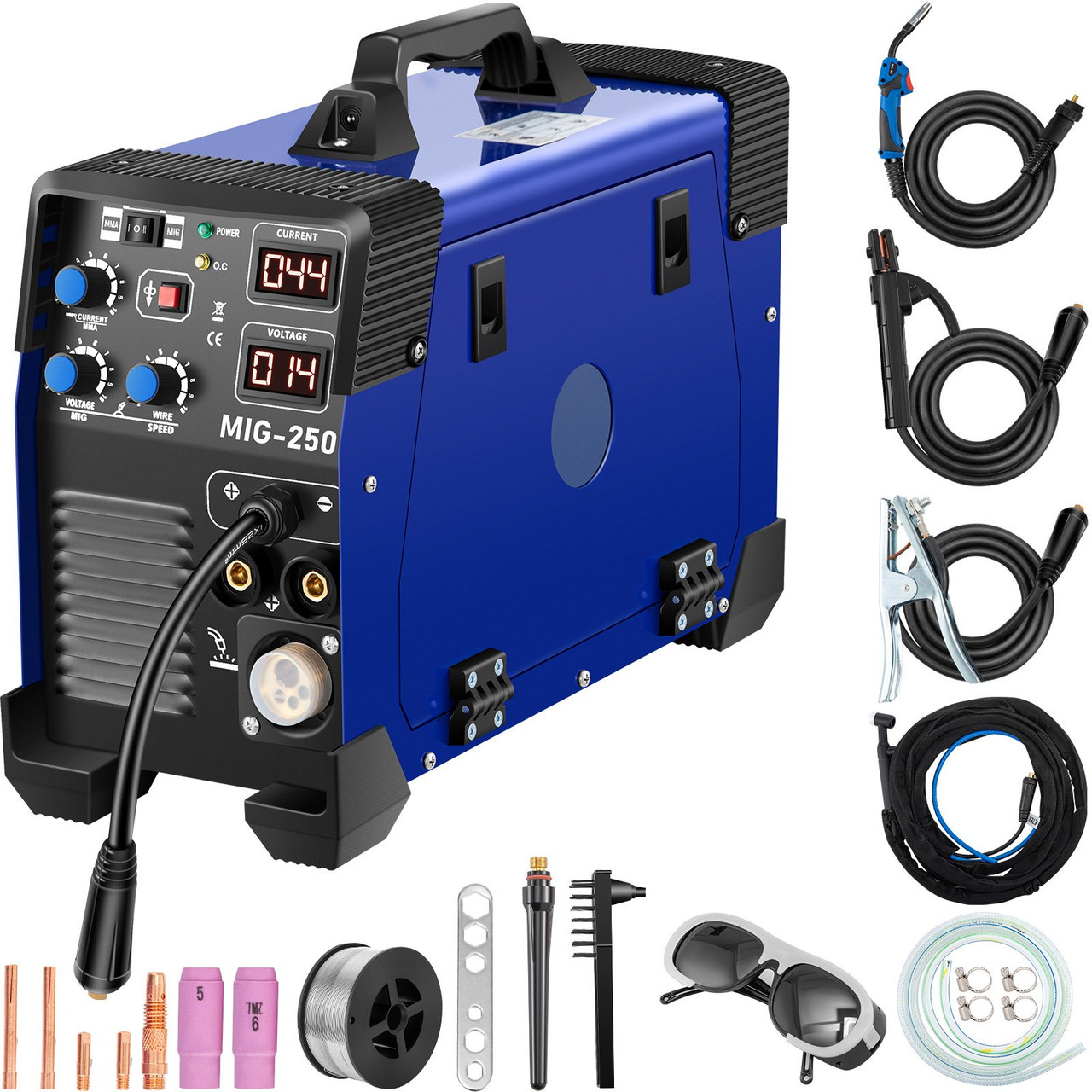 MIG Welder, 3 in 1 Welder Welding Machine, 250 Amp MIG TIG Arc Welder 110V 220V TIG Welder Lift ARC Welder Digital Display Combo Welding Machine MMA Stick IGBT DC Inverter Welder