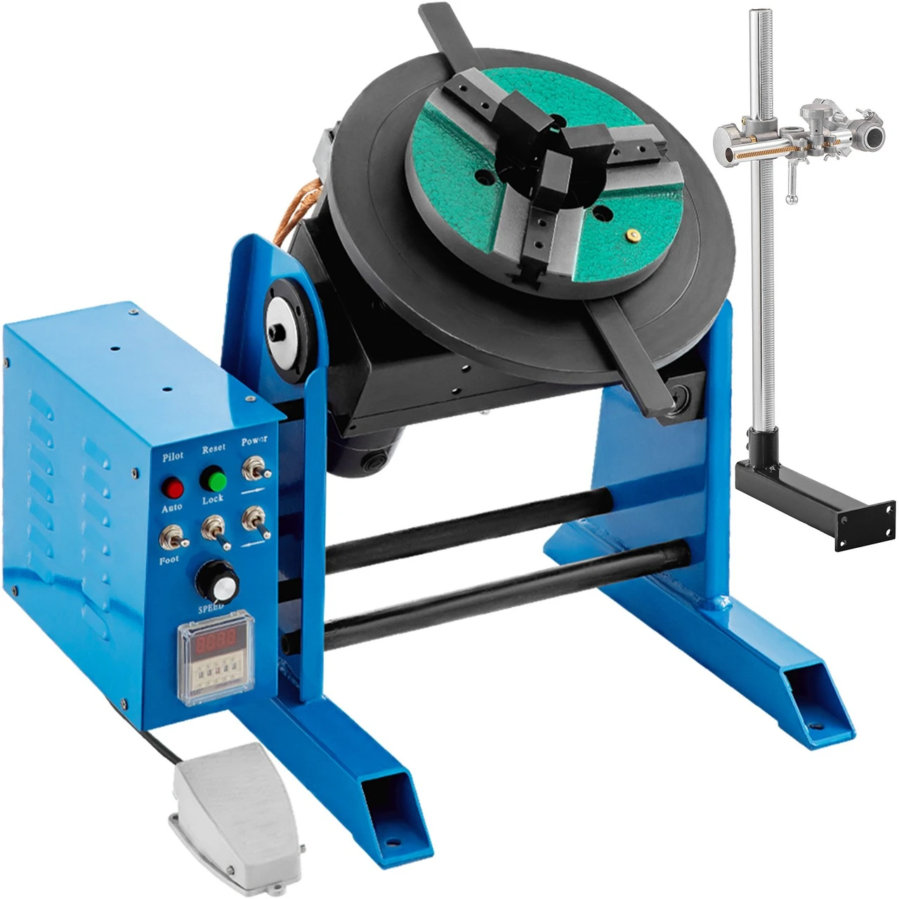 Rotary Welding Positioner 30KG Welder Turntable Table 0-90Â§ Positioning Turntable 1-15 RPM Welder Positioning Machine w/ 310mm 3-Jaw Lathe Chuck 110V for Cutting, Grinding, Assembly and Testing