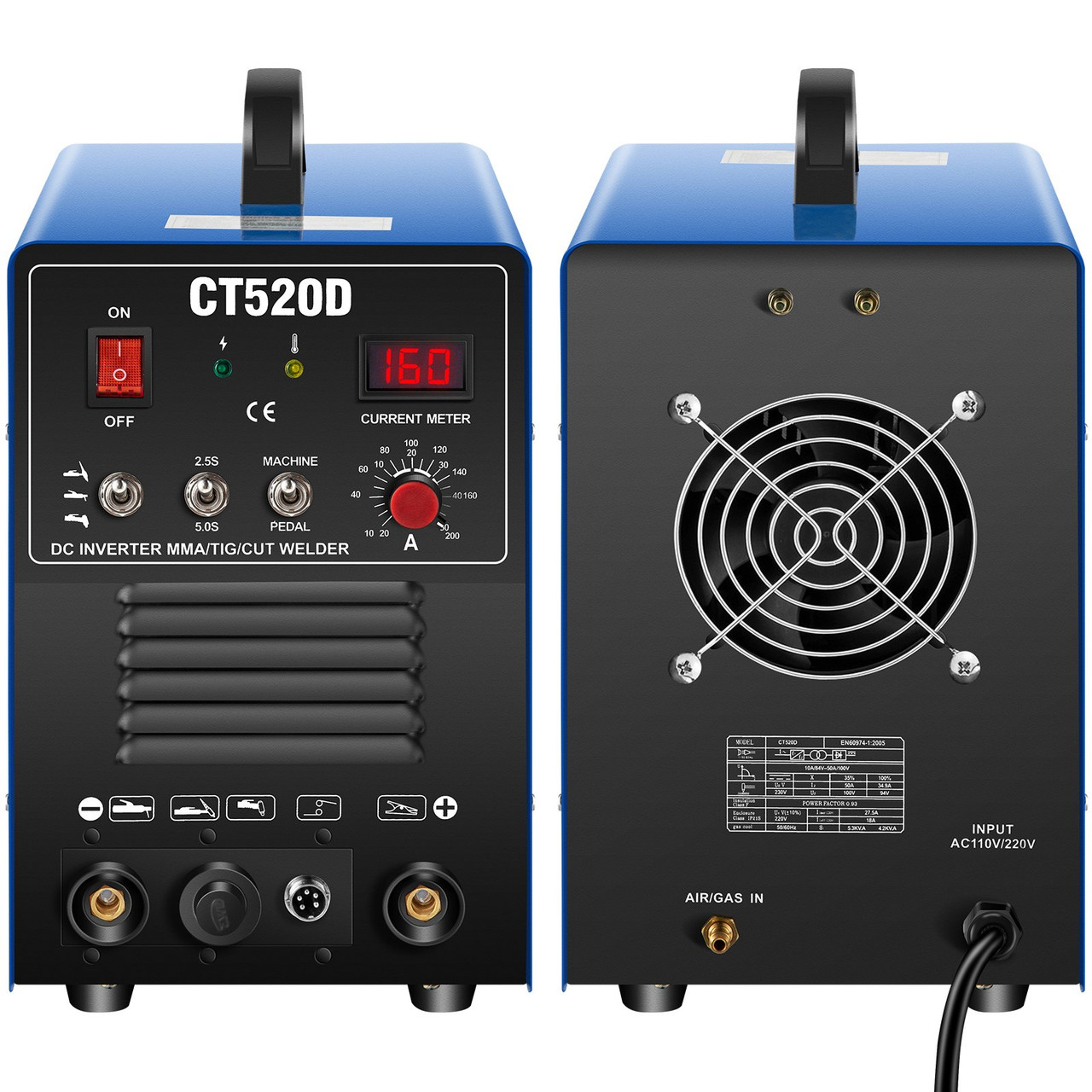 CT520D Plasma Cutter/TIG/Stick 3-in-1 Combo Welder 50A/200A 110/220V