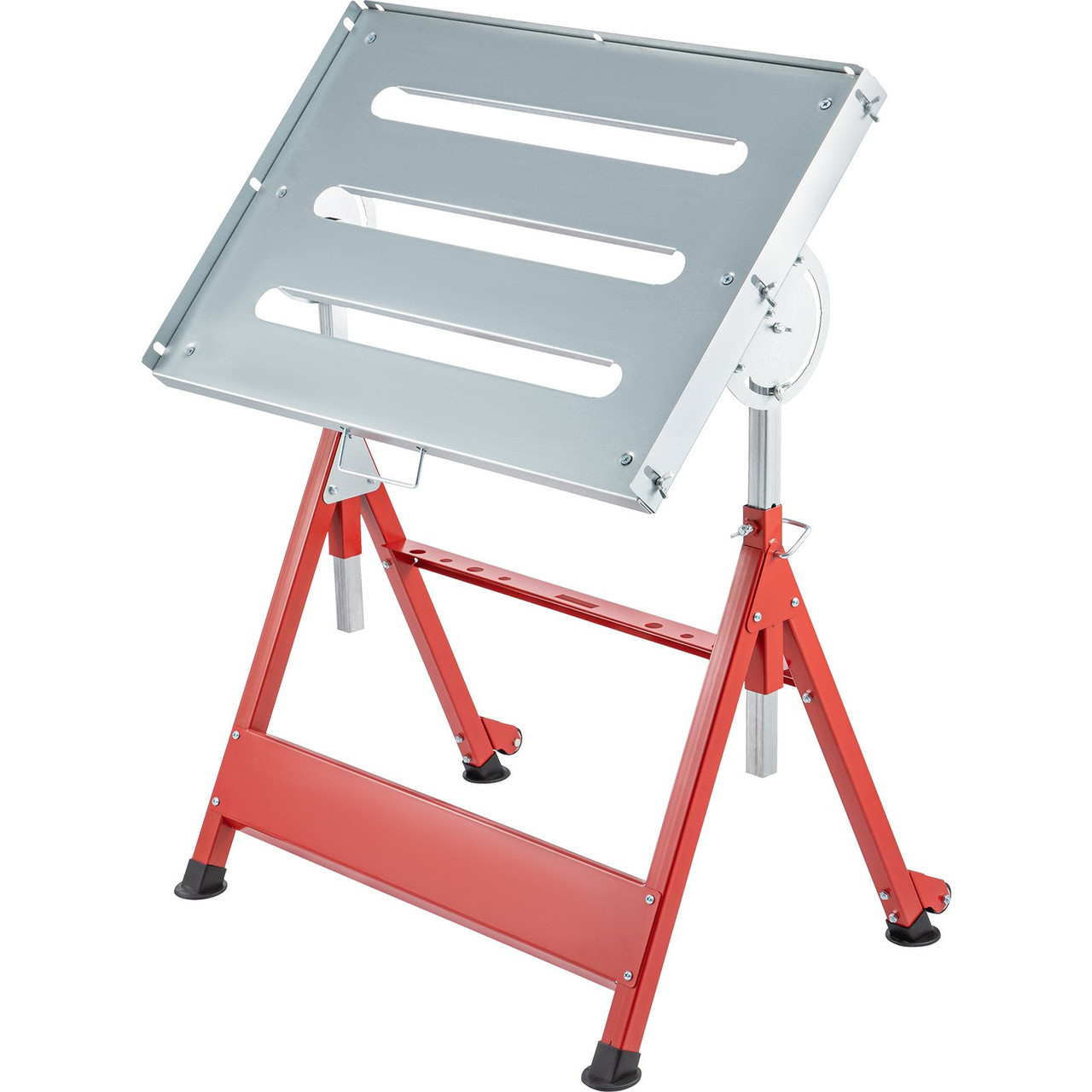 Welding Table 31'' x 23'' Steel Welding Table Nine 1.1 in. / 28mm Slots Welding Bench Table Adjustable Angle & Height Portable Table, Casters, Retractable Guide Rails, Eccentric Leveling Foot