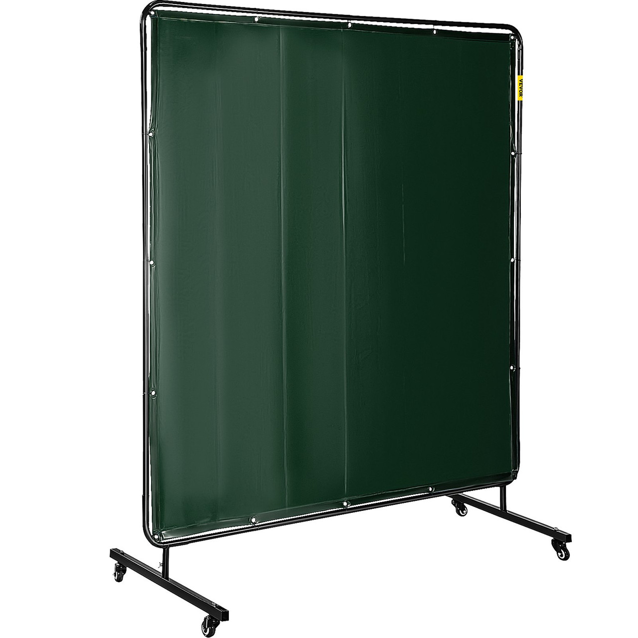 Welding Screen with Frame 6' x 6', Welding Curtain with 4 Wheels, Welding Protection Screen Green Flame-Resistant Vinyl, Portable Light-Proof Professional