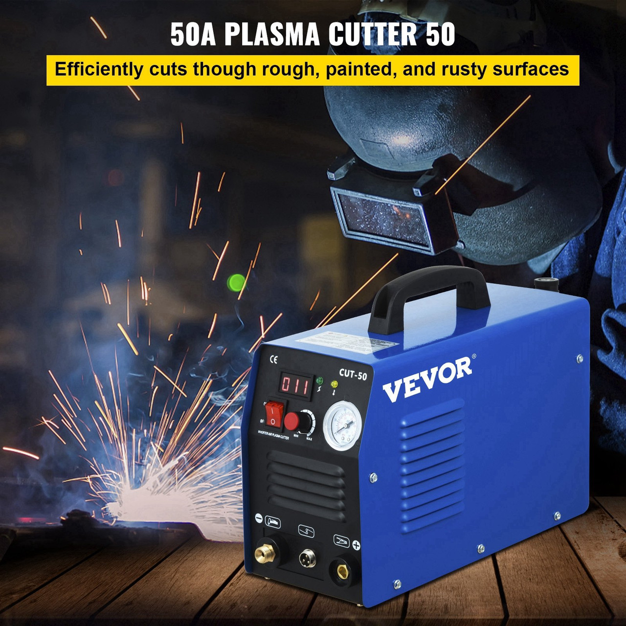 Plasma Cutter, CUT-50 Air Inverter Plasma Cutter, 50A Plasma Cutting Machine, Max Cutting Thickness 0.47" Air Plasma Cutter, Digital Display Cutter