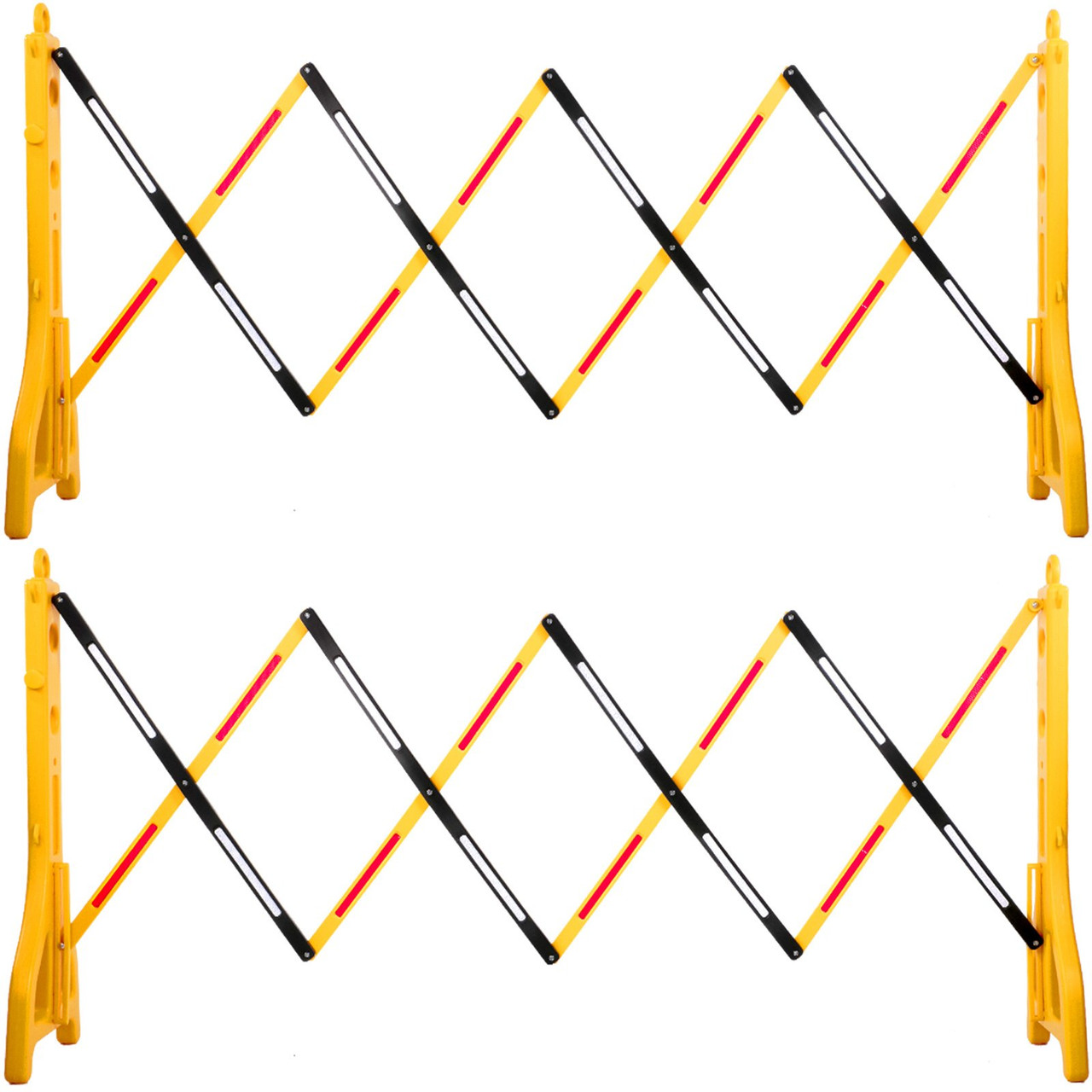 Expandable Mobile Barricade 8.3ft Width Plastic Barricade Water Filled Yellow Expandable Safety Barricades 38inch Height Expandable Barricade Fence Traffic Barricade with Reflective Strips 2 Pcs