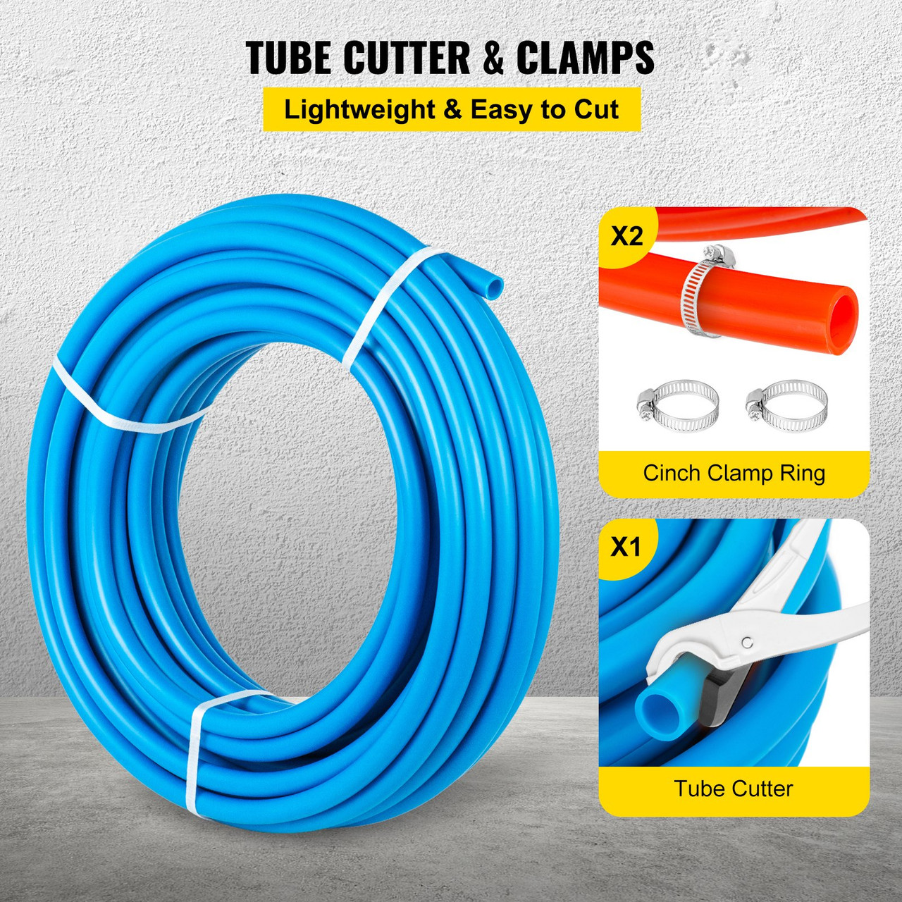 PEX Tubing Pipe 2 Rolls of 1/2 Inch X 100 Feet PEX Tubing Non Oxygen Barrier Radiant Floor PEX Pipe Radiant Heat Floor Heating Plumbing Cold and Hot Water Tubing