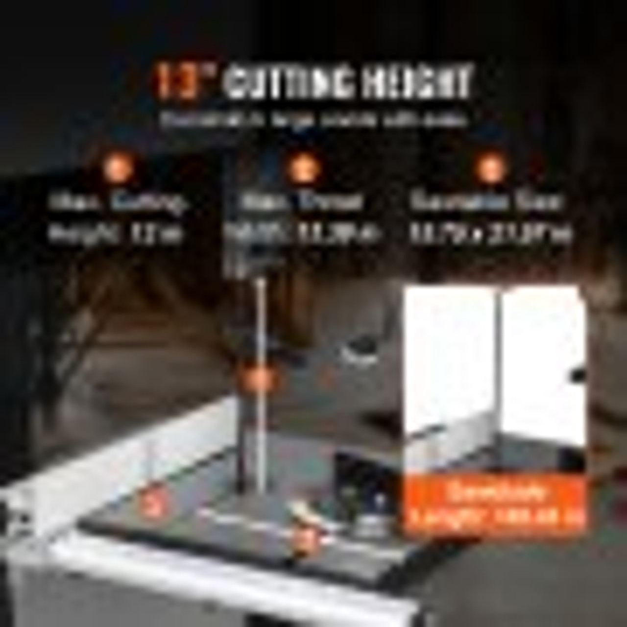 Band Saw, 14-Inch, 480-960 RPM Continuously Viable Benchtop Bandsaw, 1100W 1-1/2HP Motor, with Optimized Work Light Workbench Stand Cabinet Assembly and Miter Gauge, for Woodworking Aluminum