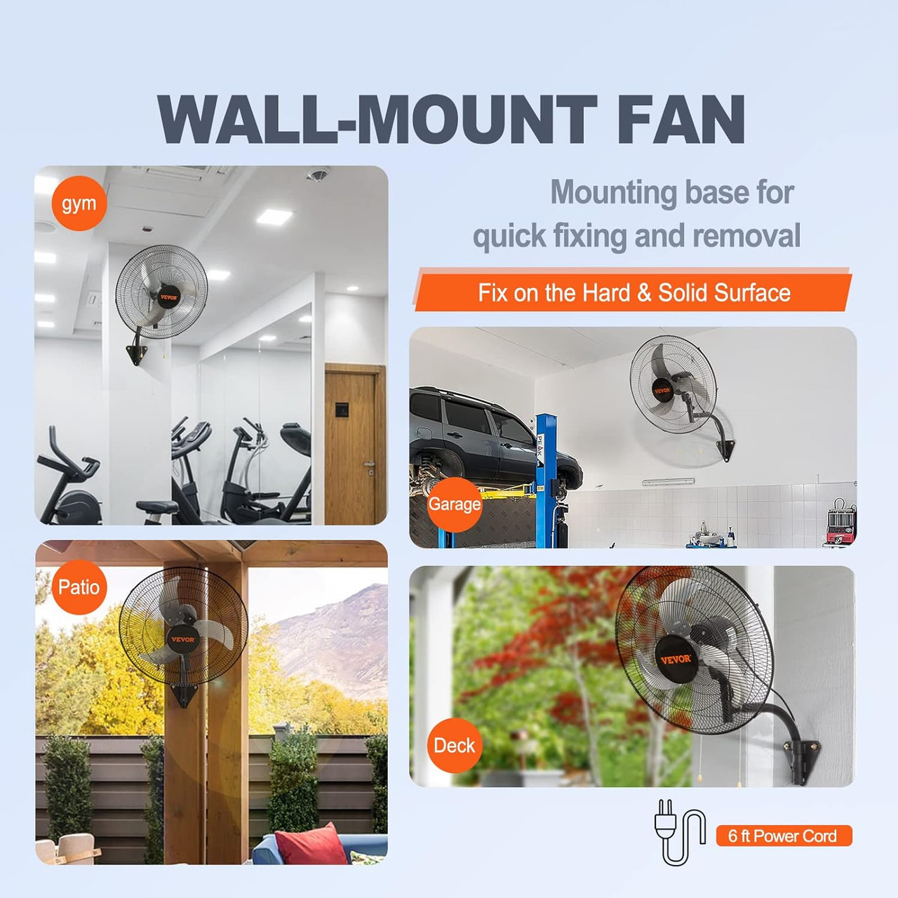 VEVOR 30 Inch Wall-Mount Misting Fan, 3-speed IP44 Waterproof Oscillating  Wall Fan, Max. 9500 CFM Wall Mounted Fan for Outdoor, Commercial