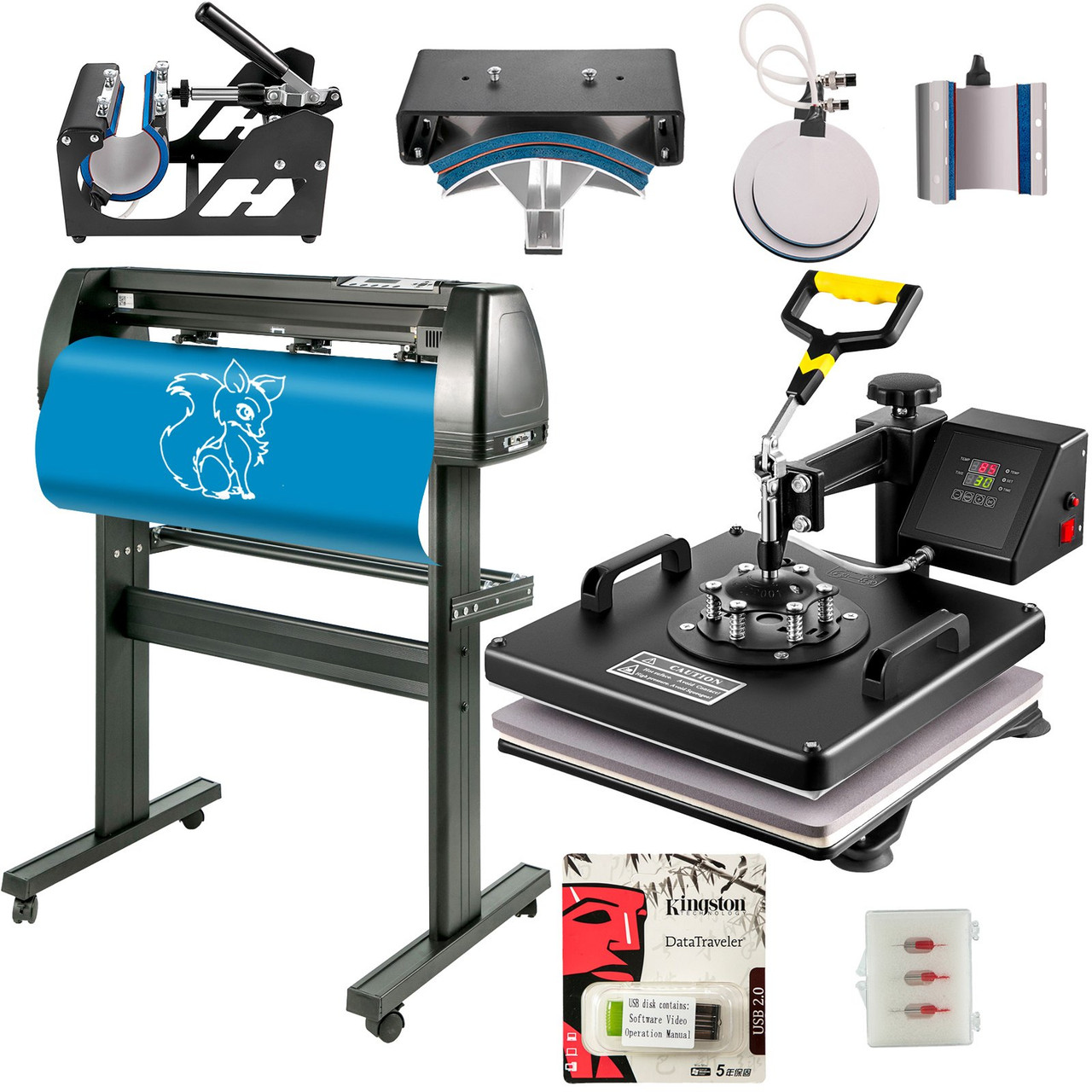 Heat Press 6 In1 Sublimation Machine 15x15 + Vinyl Cutter 28