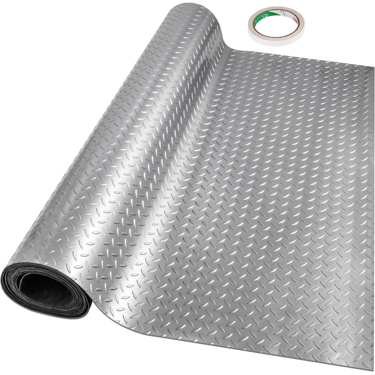 Garage Floor Mat 25.5 x 3.6 Ft Garage Flooring 2.5mm Thickness Silver Garage Mat PVC Garage Floor Mats for Under Cars