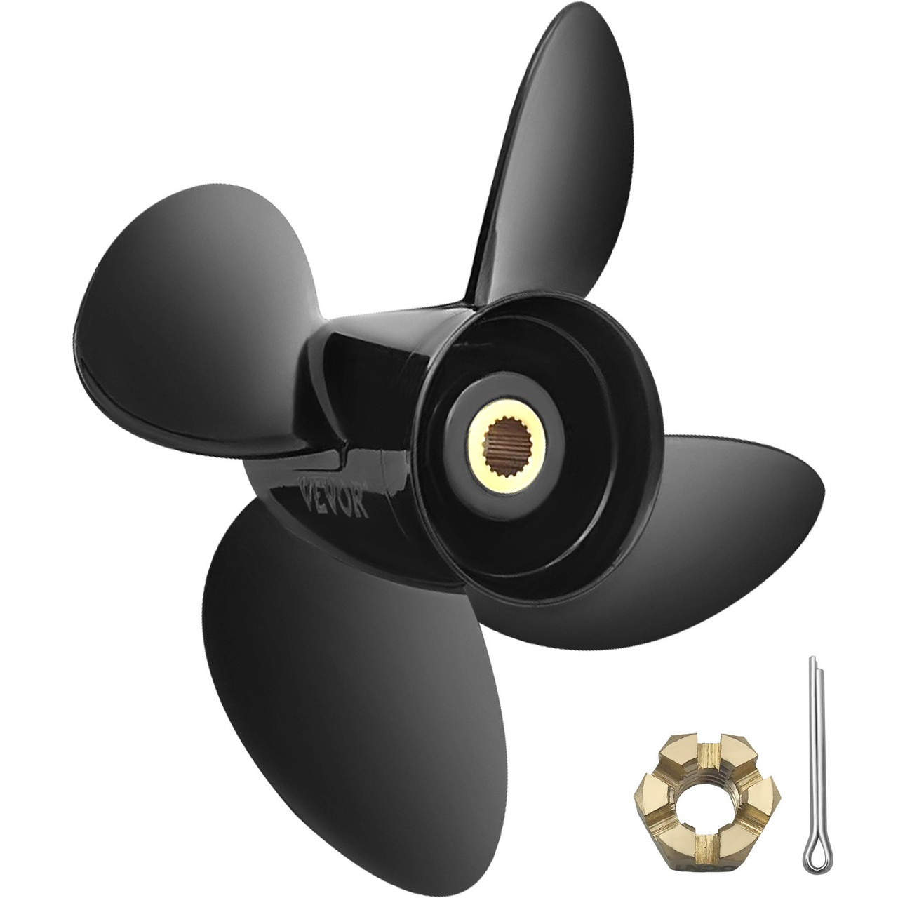 Outboard Propeller, Replace for OEM 3587522, 4-Blade 14 1/4" x 19" Pitch Aluminium Boat Propeller, Compatible with Volvo Penta SX Drive All Models, w/ 19 Tooth Splines, RH