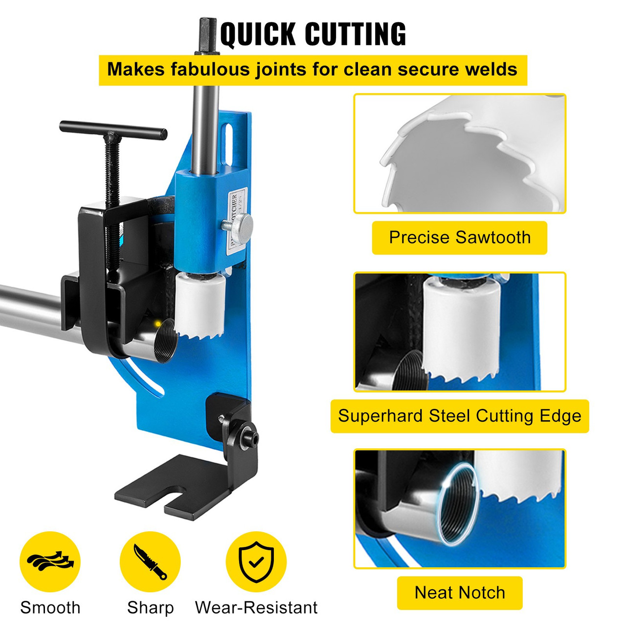 Tube Notcher Kit 60 Degree Pipe Tubing Notcher w/13 Pc Bi-Metal Hole Saw 3/4" -2-1/2" with Case Tubing and Pipe Notcher 2 Drills Tube Notcher Tool for cutting holes through Metal, Wood, Plastic.