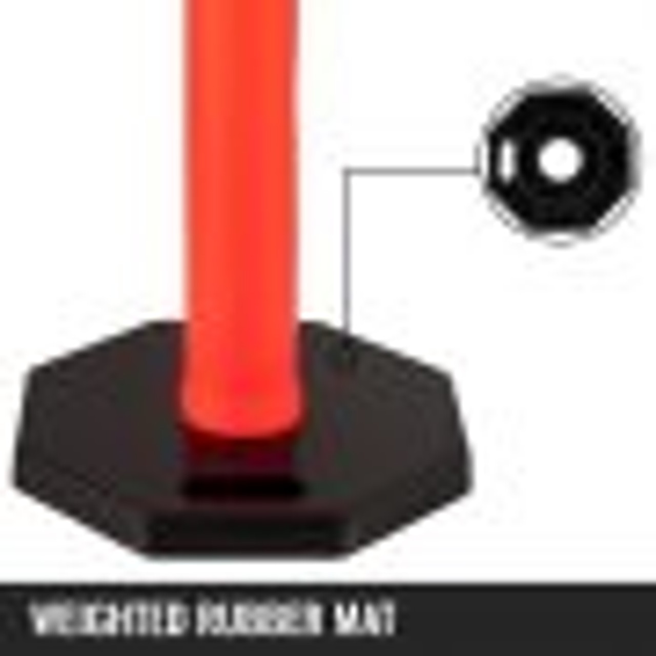 3Pack Traffic Delineator Posts 44 Inch Height, Orange Delineator Cones with Rubber Base 16 inch, PE Delineator Post Kit 10 inch Reflective Band for Construction Sites, Facility Management etc.