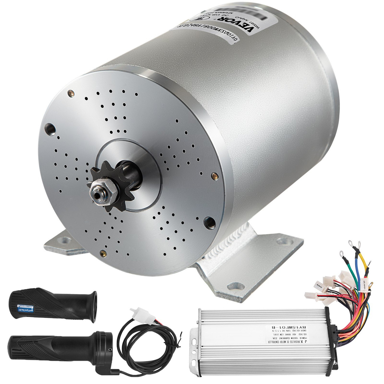 1800W Electric DC Motor Kit - 48V 4500rpm Brushless Motor with 33A High Speed Controller and Throttle Grip Kit for Go Karts E-Bike Electric Throttle