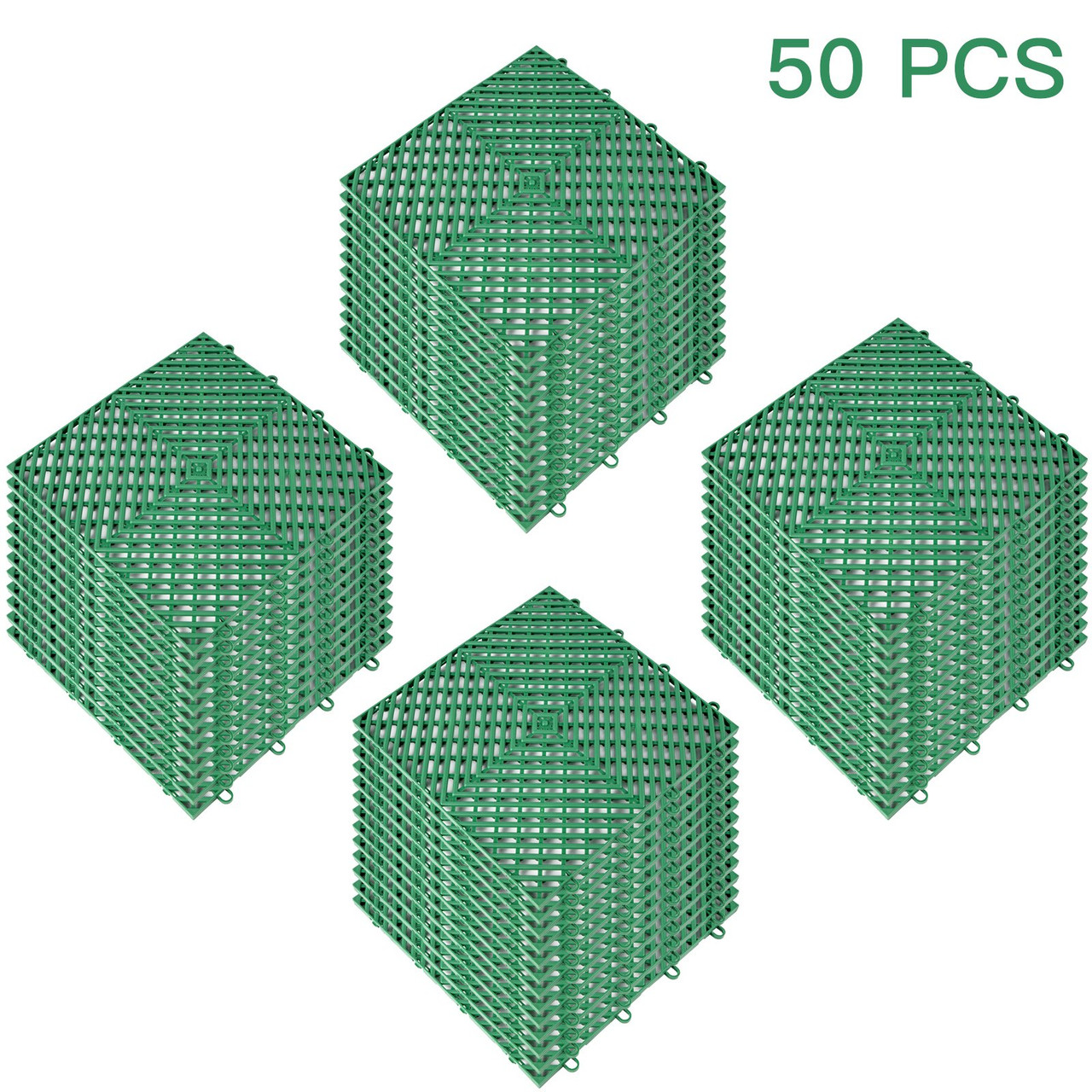 Tiles Interlocking 50 PCS Green, Drainage Tiles 12x12x0.5 Inches, Deck Tiles Outdoor Floor Tiles, Outdoor Interlocking Tiles, Deck Flooring for Pool Shower Bathroom Deck Patio Garage