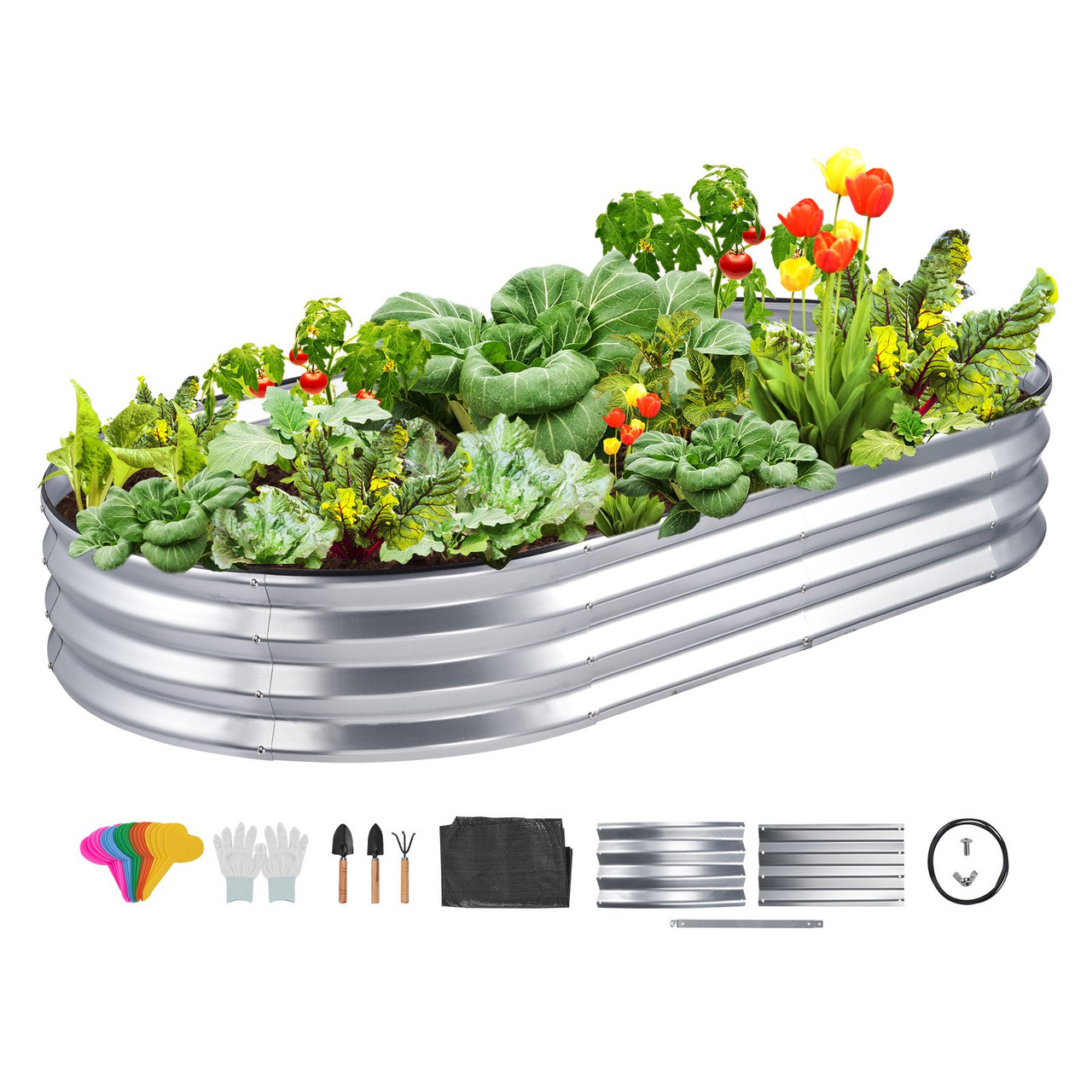 Raised Garden Bed, 70.9x35.4x11 inch Galvanized Metal Planter Box, Outdoor Planting Boxes with Open Base, for Growing Flowers/Vegetables/Herbs in Backyard/Garden/Patio/Balcony, Silver