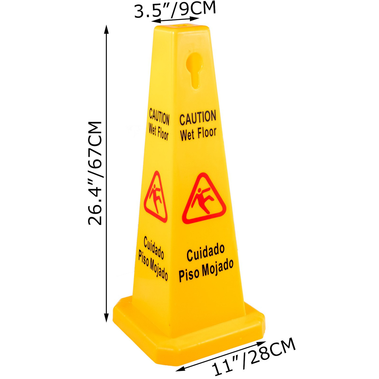 10 Pack Floor Safety Cone 26-Inch Yellow Caution Wet Floor Sign 4 Sided Floor Wet Sign Public Safety Wet Floor Cones Bilingual Wet Sign for Indoors and Outdoors