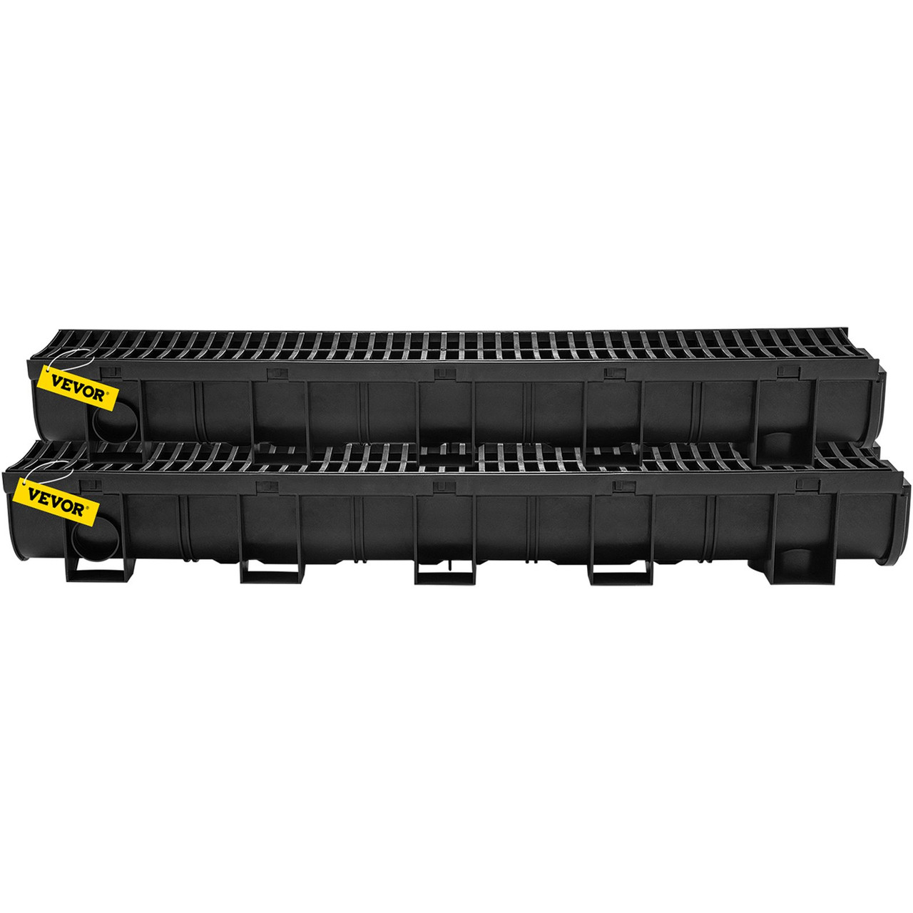 Trench Drain System,5.8x5.2x39.4-Inch HDPE Drainage Trench,Channel Drain with Plastic Grate,Black Plastic Garage Floor Drain,3x39 Trench Drain Grate,with 3 End Caps, for Garden, Driveway-3 Pack