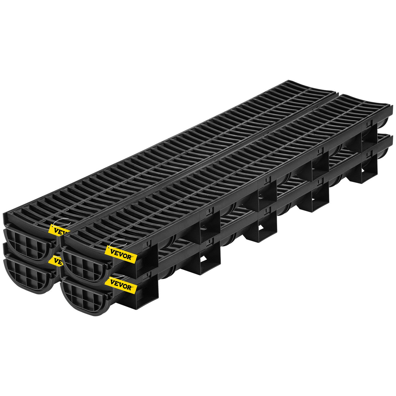 Trench Drain System, Channel Drain with Plastic Grate, 5.7x3.1