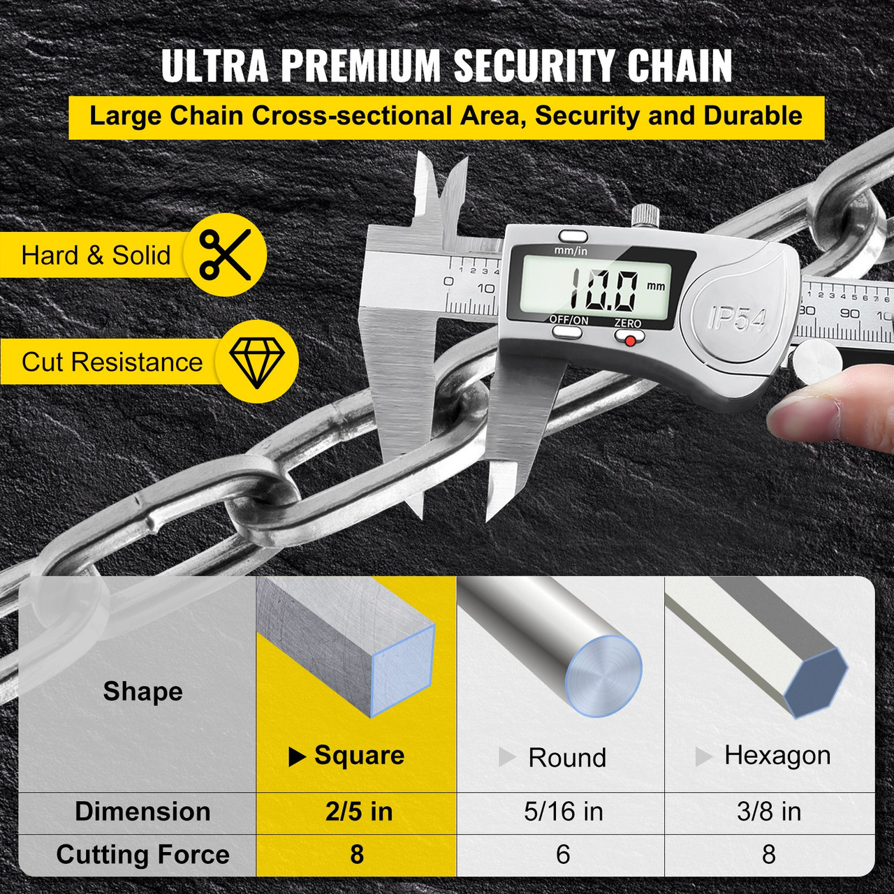 Heavy Duty Chain Lock, 2/5 Inch x 9.83 Foot Security Chain and Lock Kit, Premium Case-Hardened Chain Pure Brass Lock Core with 3 Keys, Fit for Bikes, Motorcycle, Generator, Gates, Scooter