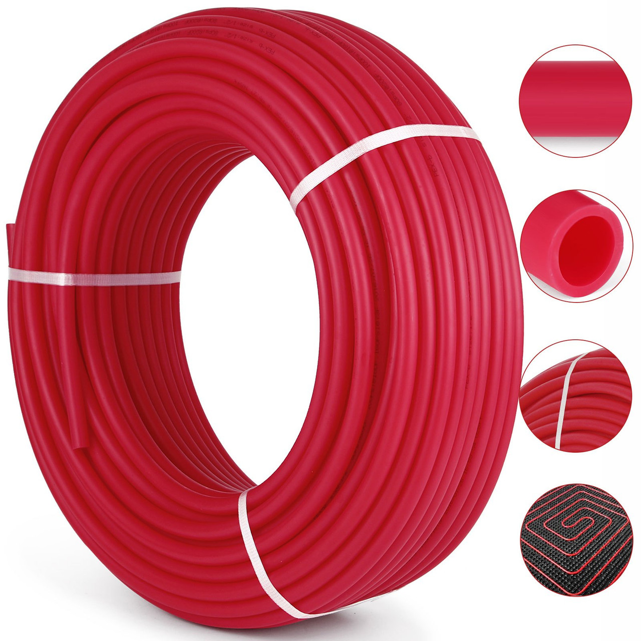 Oxygen Barrier PEX Tubing - 1/2 Inch X 500 Feet Tube Coil - EVOH PEX-B Pipe for Residential Commercial Radiant Floor Heating Pex Pipe (1/2" O2-Barrier, 500Ft/Red)