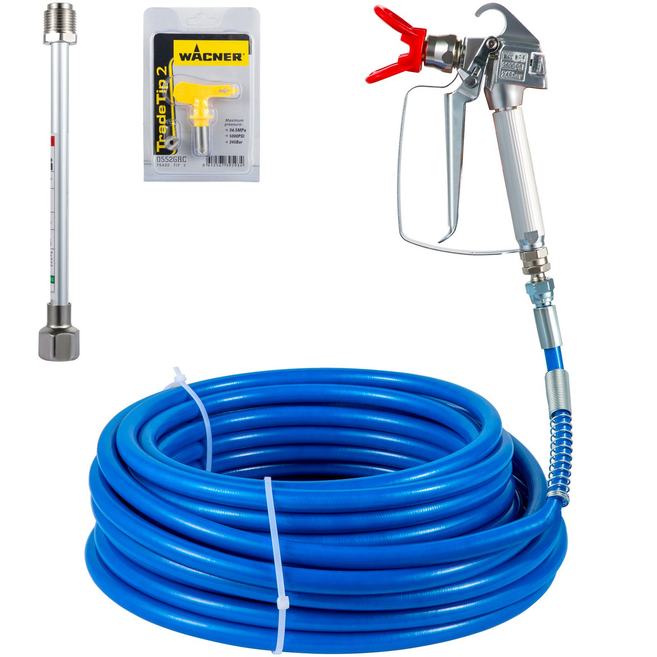 Airless Paint Spray Hose Kit 50ft 1/4" Swivel Joint 3600psi with 517 Tip