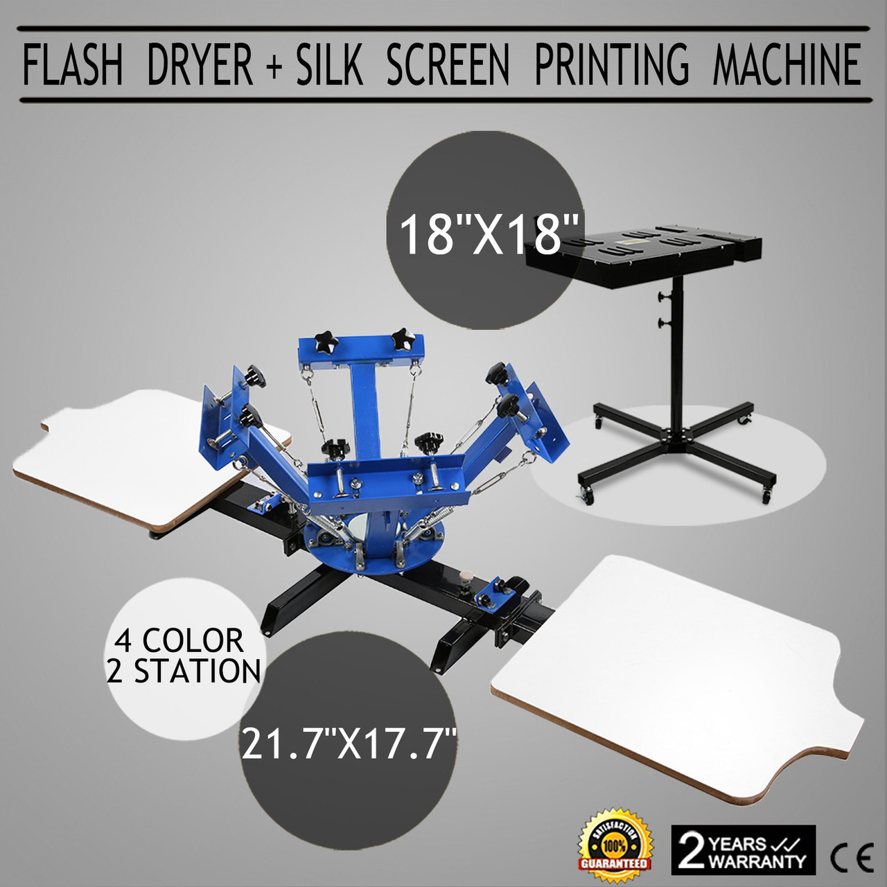 4 Color 2 Station Silk Screen Printing Kit Press Machine Flash Dryer DIY Tools