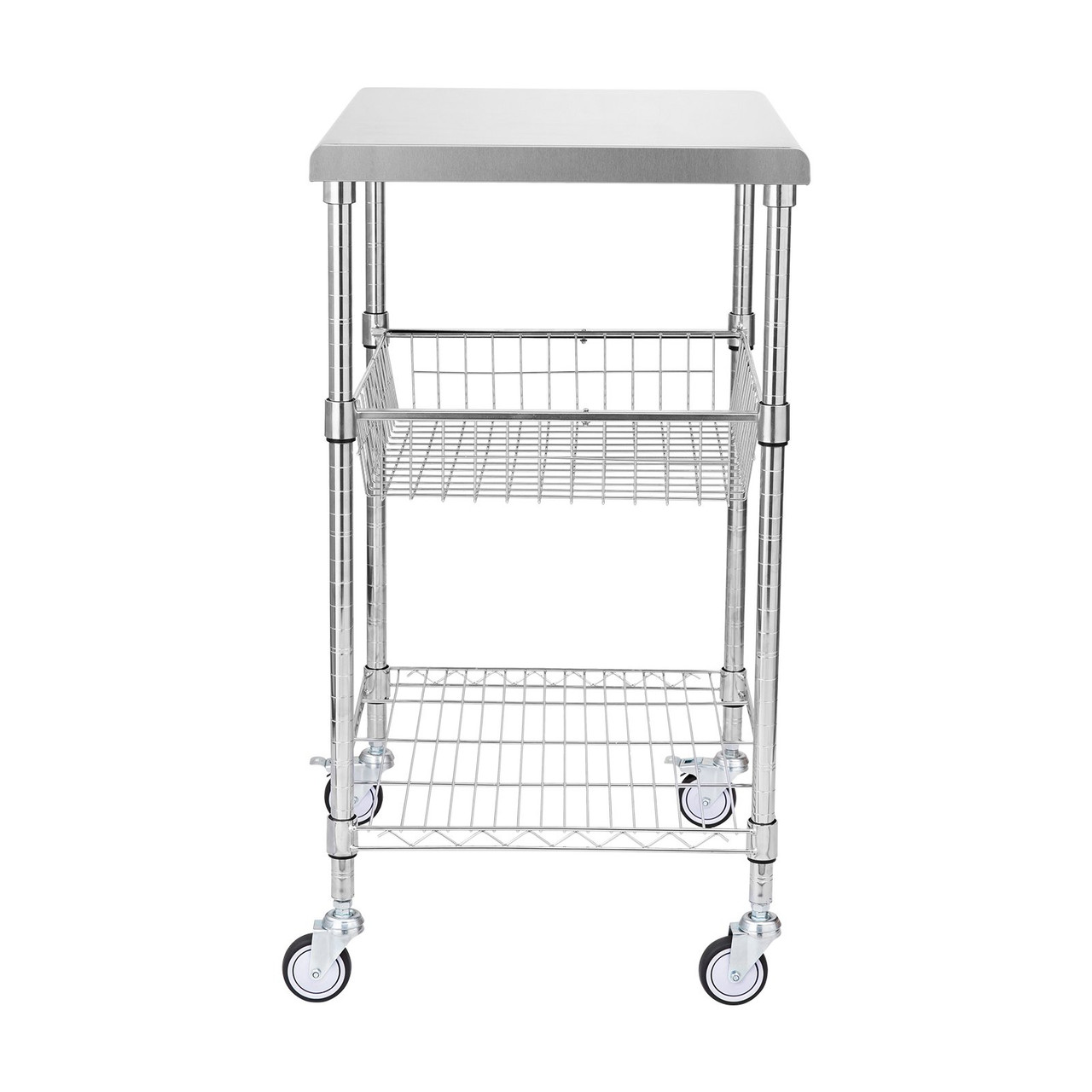 3-Tier Utility Cart Rolling Cart on Wheels 24"x20"x36.6" 470 LBS 6 Hooks