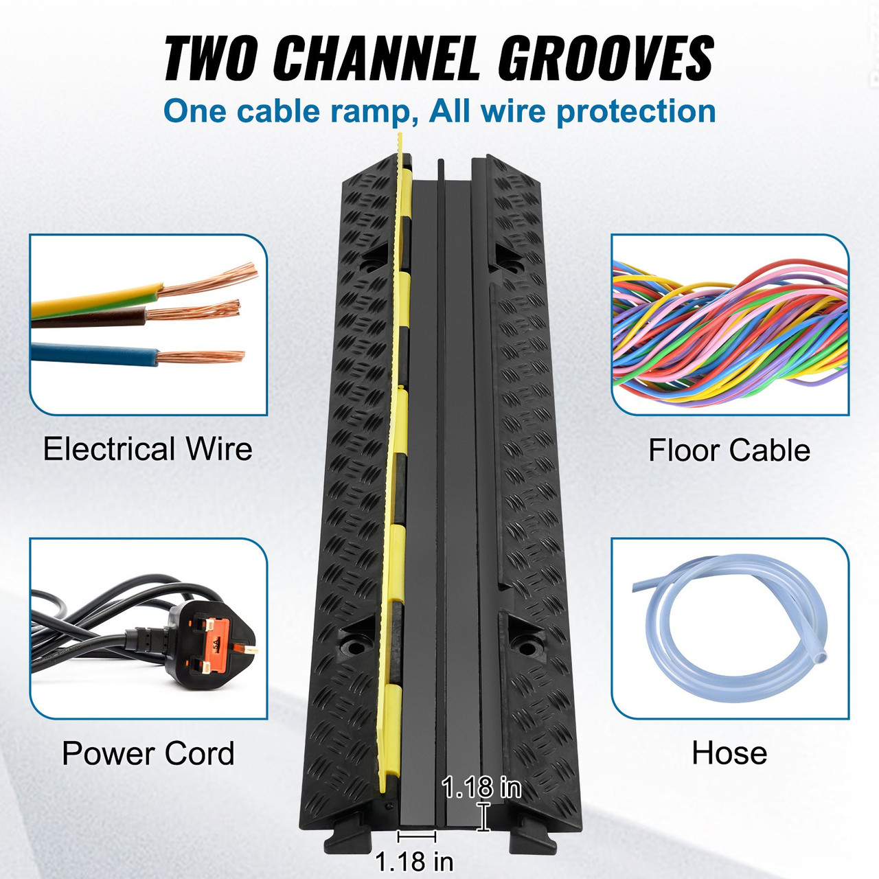 3 PCs Cable Protector Ramp 2 Channel 12000 lbs Load Wire Cable Cover Ramp