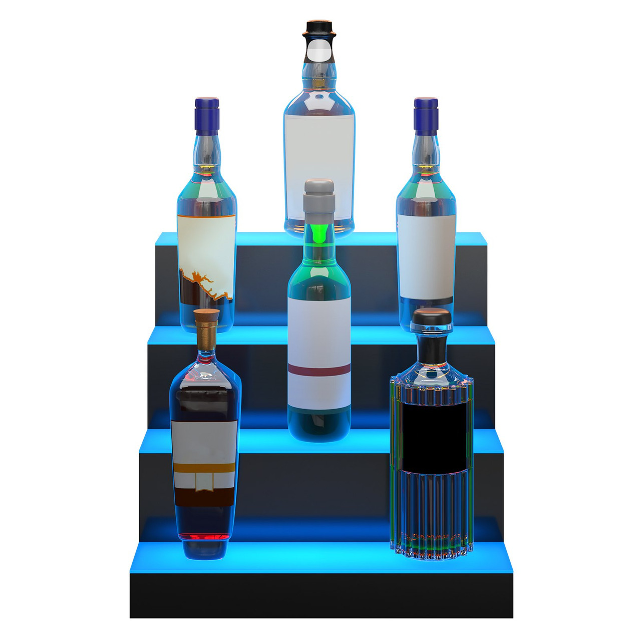 LED Lighted Liquor Bottle Display Bar Shelf RF & App Control 16" 4-Step