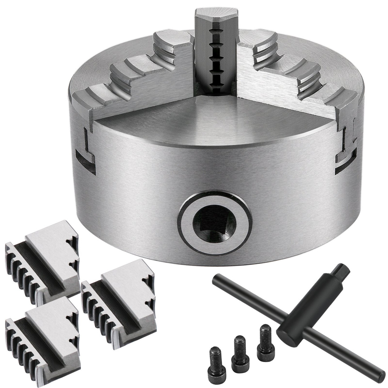 VEVOR K11-100 Lathe Chuck 4", Metal Lathe Chuck Self-centering 3 Jaw, Lathe Chuck With Two Sets Of Jaws, for Grinding Machines Milling Machines