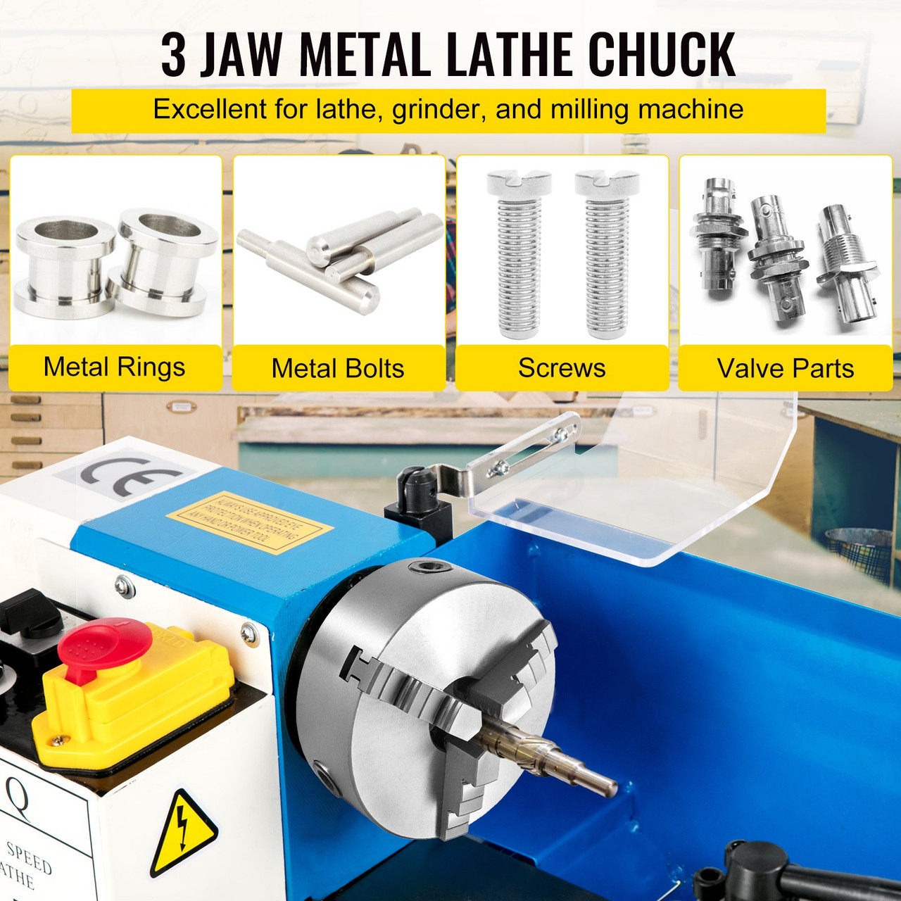 K11-160 Lathe Chuck 6", Metal Lathe Chuck Self-centering 3 Jaw, Lathe Chuck With Two Sets Of Jaws, for Grinding Machines Milling Machines