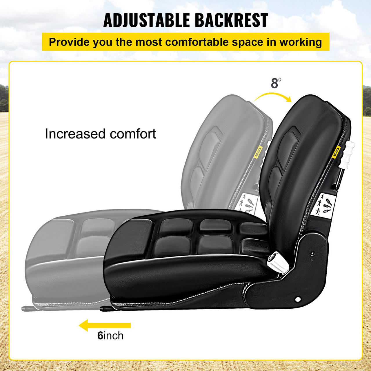 Universal Forklift Seat with 3 Stage Weight Adjustment i14OEForklift Seat Vinyl Compatible with Toyota, Clark, Cat, Hyster, and Ysle