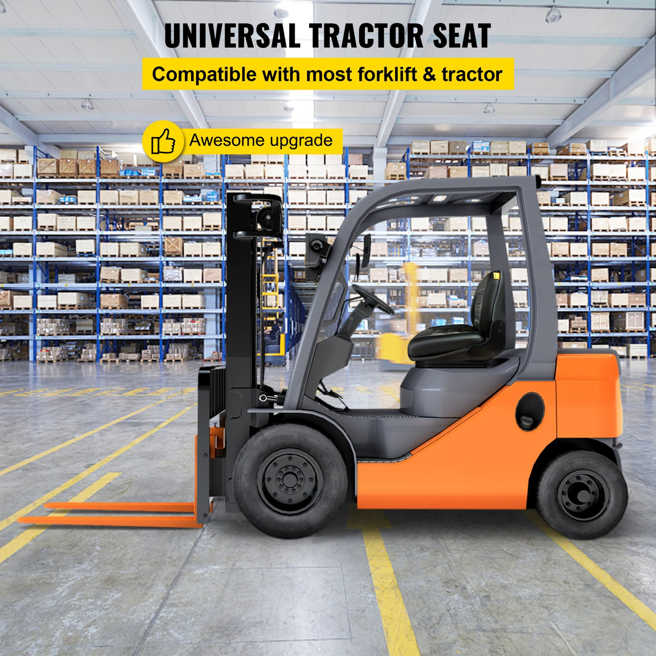 Universal Forklift Seat with 3 Stage Weight Adjustment i14OEForklift Seat Vinyl Compatible with Toyota, Clark, Cat, Hyster, and Ysle