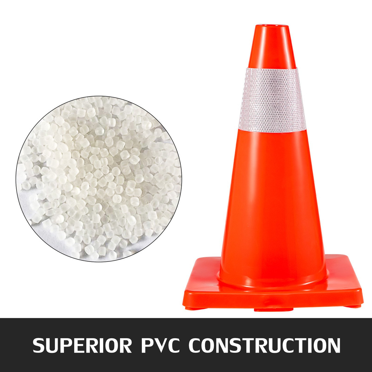 8Pack Traffic Cones, 18" Safety Cones, PVC Orange Traffic Safety Cone, with Reflective Collar Road Parking Training Cones