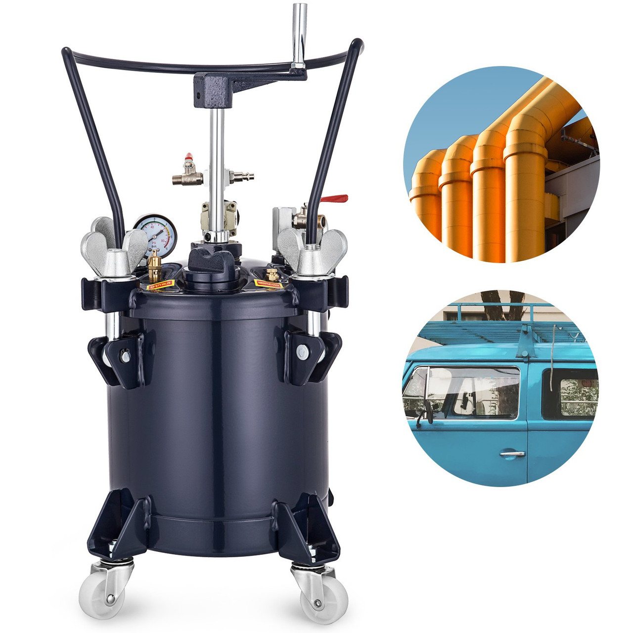 Pressure Pot 2.5 Gallon 10 Liters Spray Paint Pressure Pot Tank with Manual Mixing Agitator Paint Tank