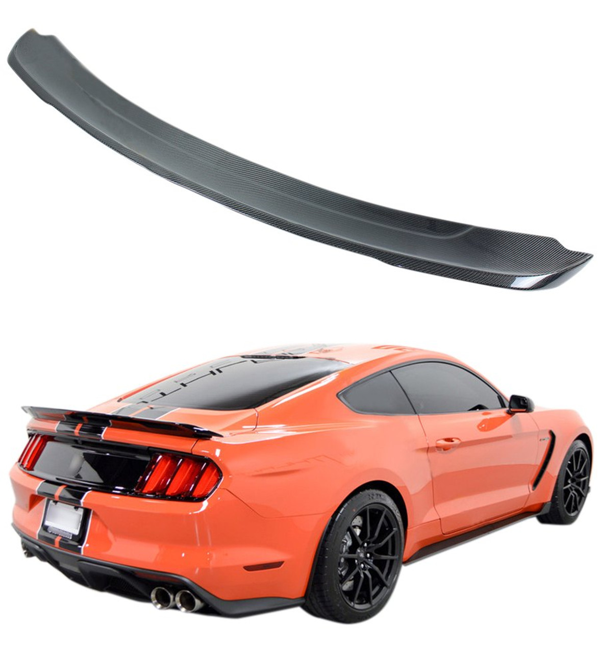 Carbon Fiber Rear Spoiler Wing for 2015-2020 Ford Mustang S550 GT GT350 350R Track Pack Style Carbon Fiber Wing