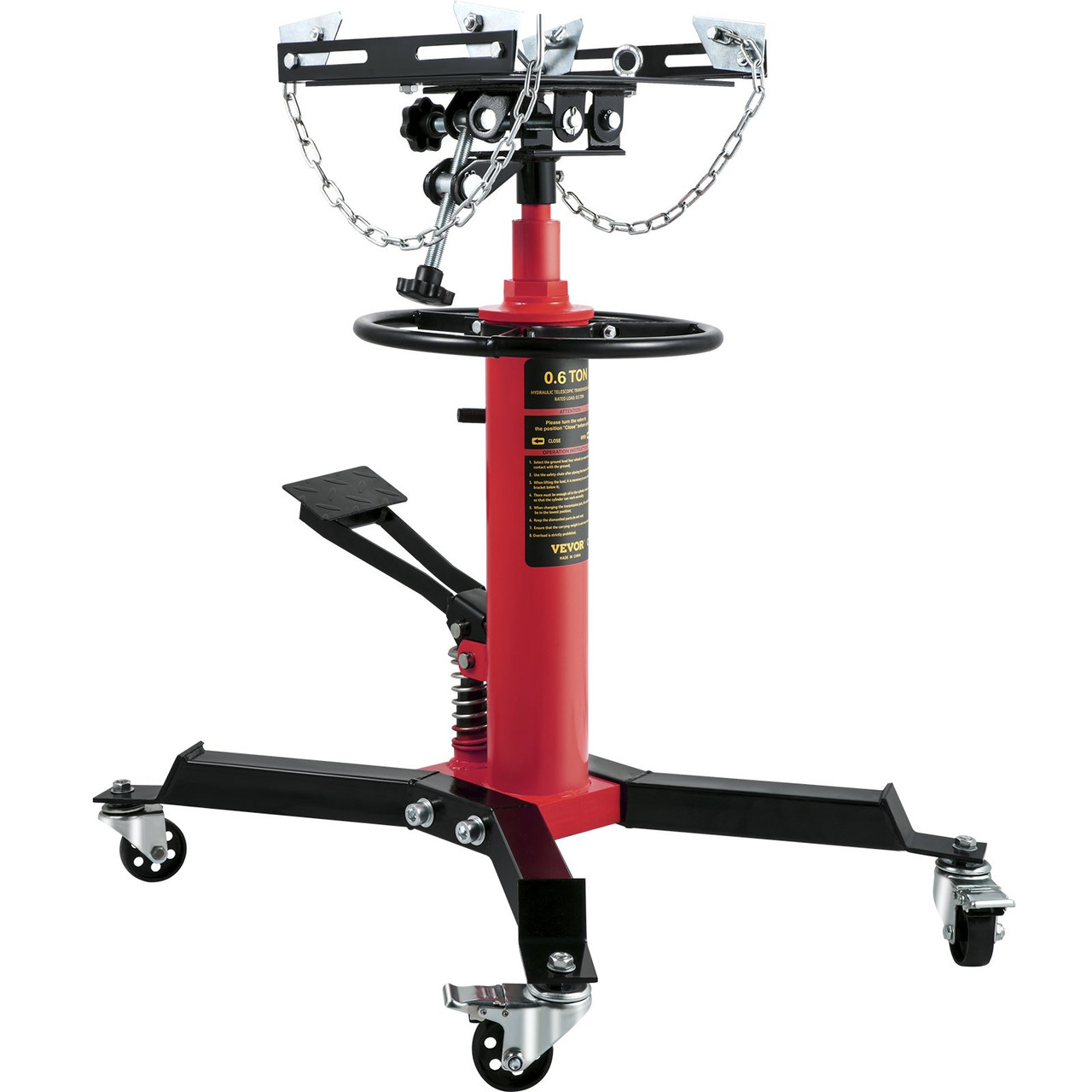 Transmission Jack,3/5 Ton/1322 lbs Capacity Hydraulic Telescopic Transmission Jack, 2-Stage Floor Jack Stand with Foot Pedal, 360Â° Swivel Wheel,