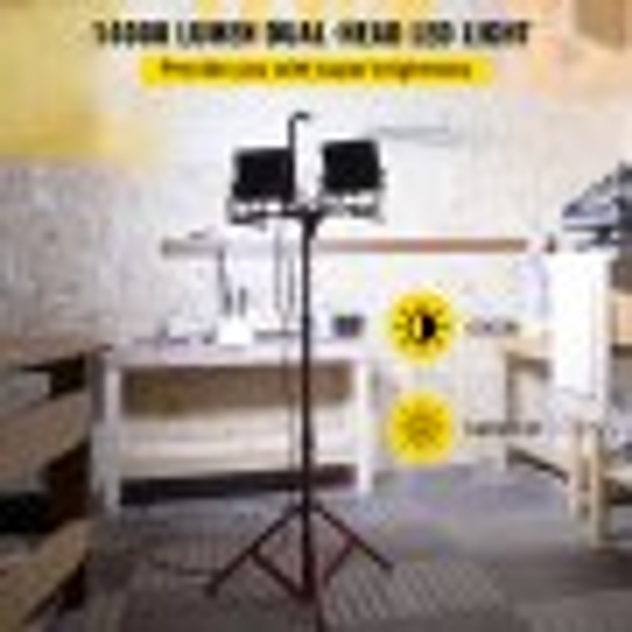 LED Work Light with Stand, 14000 Lumen Dual-head LED Work Light with 27.6"-68.1" Adjustable and Foldable Tripod Stand, IP65 Waterproofed LED Tripod Work Light, with 5000 Kelvin Color Temperature