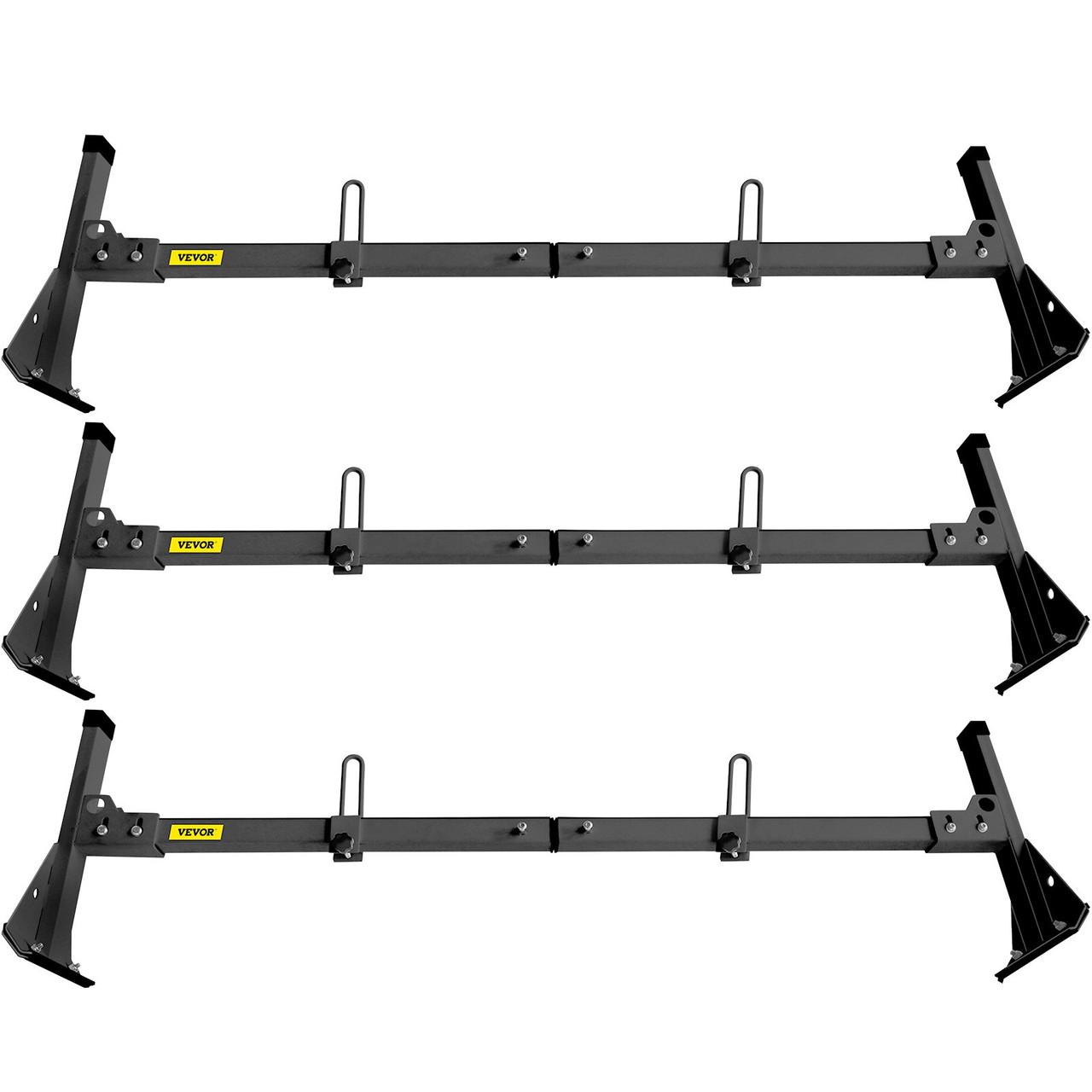 Van Ladder Roof Racks, 3 Bars, 661 LBS Capacity, Adjustable Matte Coating Van Rack with Ladder Stoppers, Compatible with Chevy Express Fullsize Van 1996-Up, Black