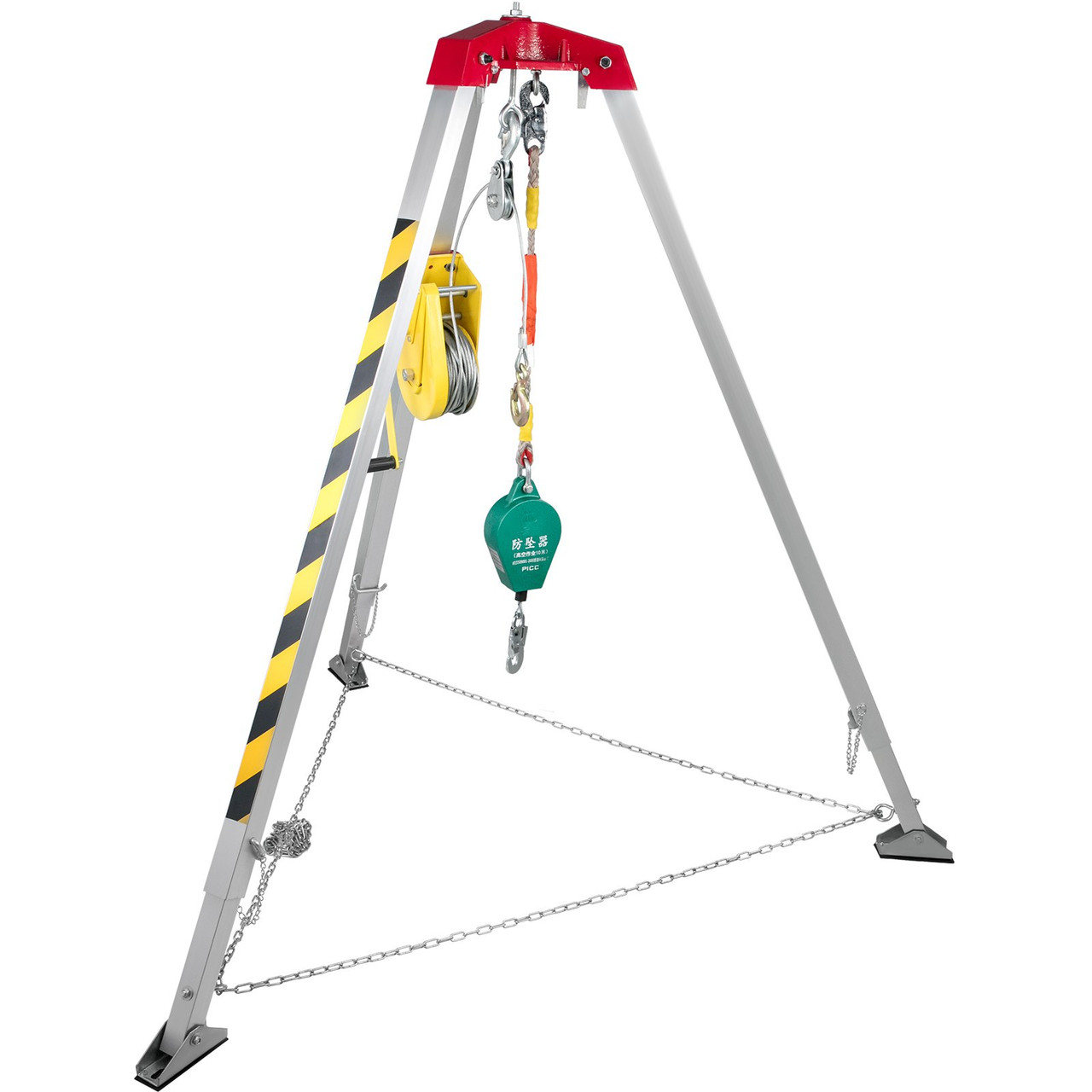Confined Space Tripod with 2600lbs Winch Confined Space Kit 8' Legs and 98' Cable Confined Space Rescue Tripod with 32.8' Fall Protection for Confined Space Rescue