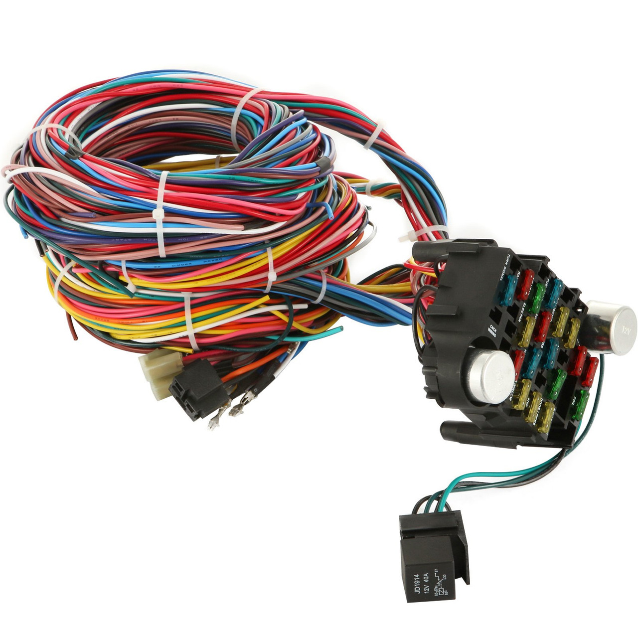 21 Circuit Wiring Harness Kit Long Wires Wiring Harness 21 standard Color Wiring Harness Kit with 21 Circuits 17 Fuses for Chevy Mopar Hotrods Ford Chrysler Universal