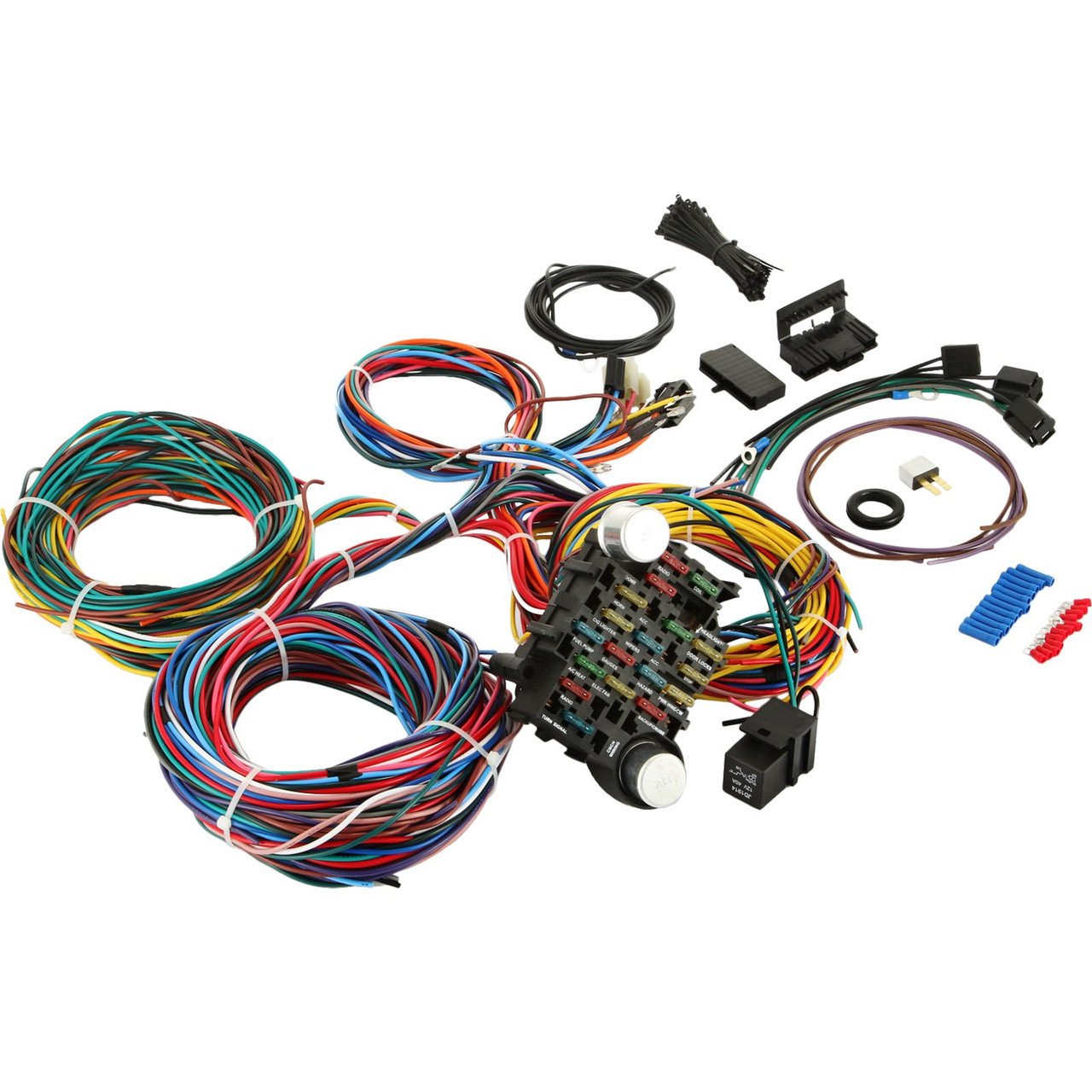 21 Circuit Wiring Harness Kit Long Wires Wiring Harness 21 standard Color Wiring Harness Kit with 21 Circuits 17 Fuses for Chevy Mopar Hotrods Ford Chrysler Universal
