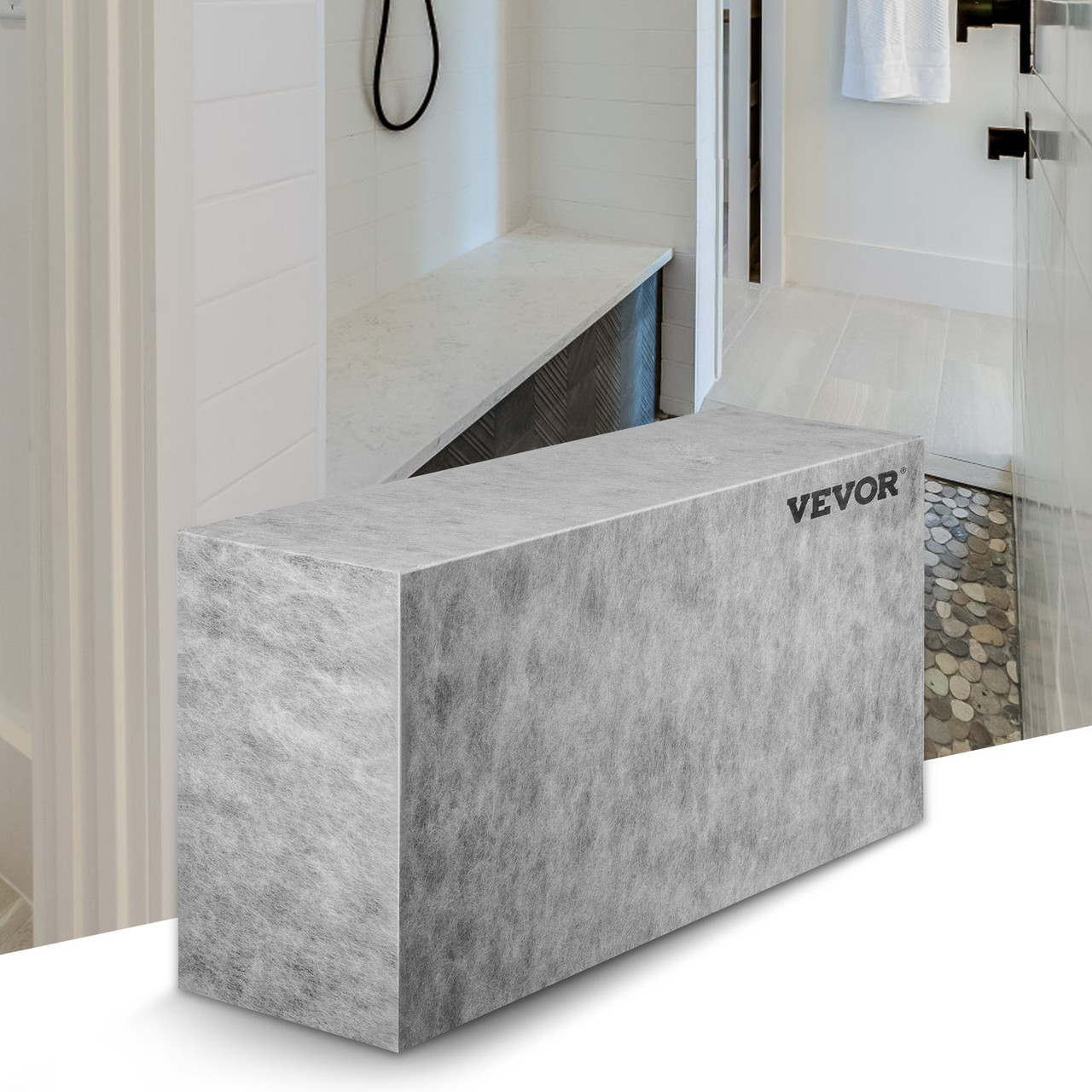 Tile Shower Seat, 38.2" x 11.4" x 20" Tile Shower Seat, Factory Waterproof & 100% Leak-Proof Tileable Shower Corner Seat, 440lbs Loading Rectangular Board Shower Bench, Grey