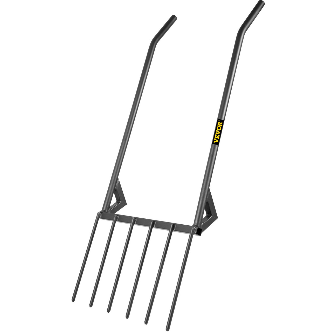 Broad Fork Tool, 6 Tines 20 in Wide Hand Tiller Broadfork, U-Shape Garden Tool with Fiberglass Handle for Gardening and Cultivating, Aerate Clay Soil for Farm