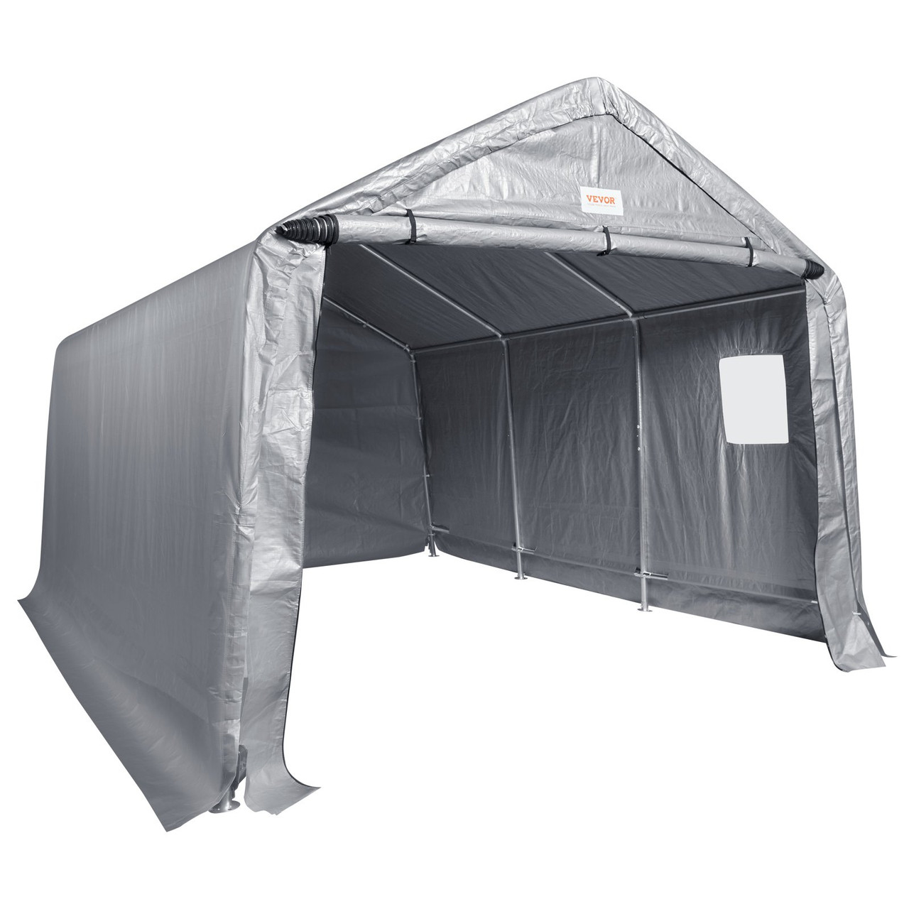 Outdoor Portable Storage Shelter Shed, 10x15x8ft Heavy Duty All-Season Instant Garage Tent Canopy Carport with Roll-up Zipper Door and Ventilated Windows For Cars, Motorcycle, Bike, Garden Tools